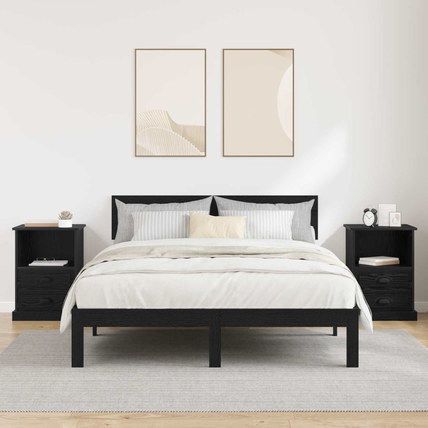 Nattbordskap 2 pcs Svart Eik 36 x 43 x 60 cm Konstruert tre