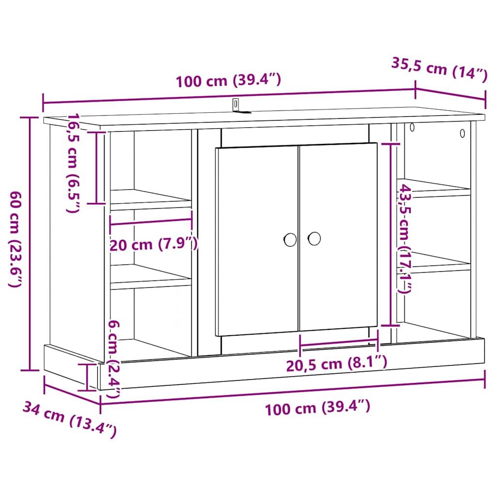 Serviesskap Artisan Eik 100 x 35,5 x 60 cm Konstruert tre