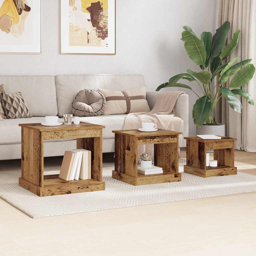 Kaffebord 3 pcs Gamle tre Konstruert tre