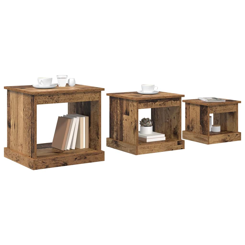 Kaffebord 3 pcs Gamle tre Konstruert tre