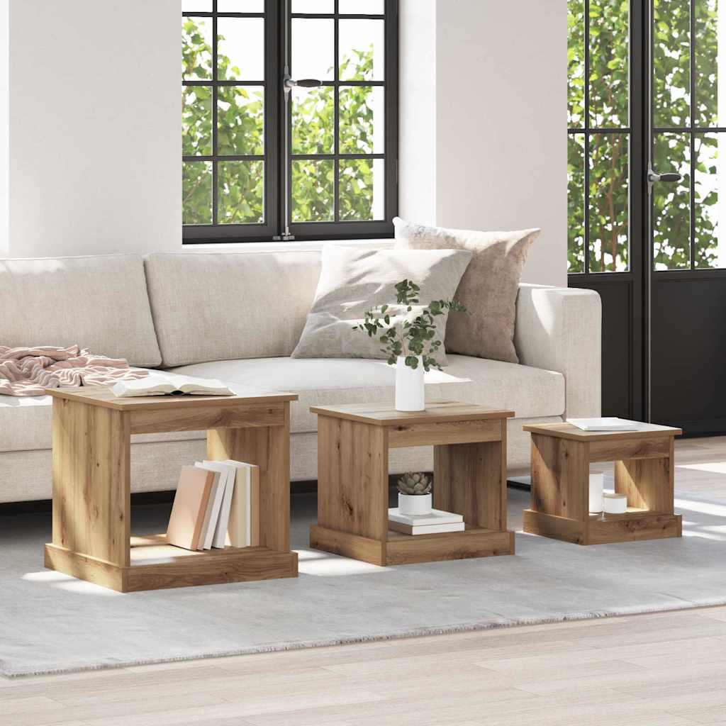 Kaffebord 3 pcs Artisan Eik Konstruert tre