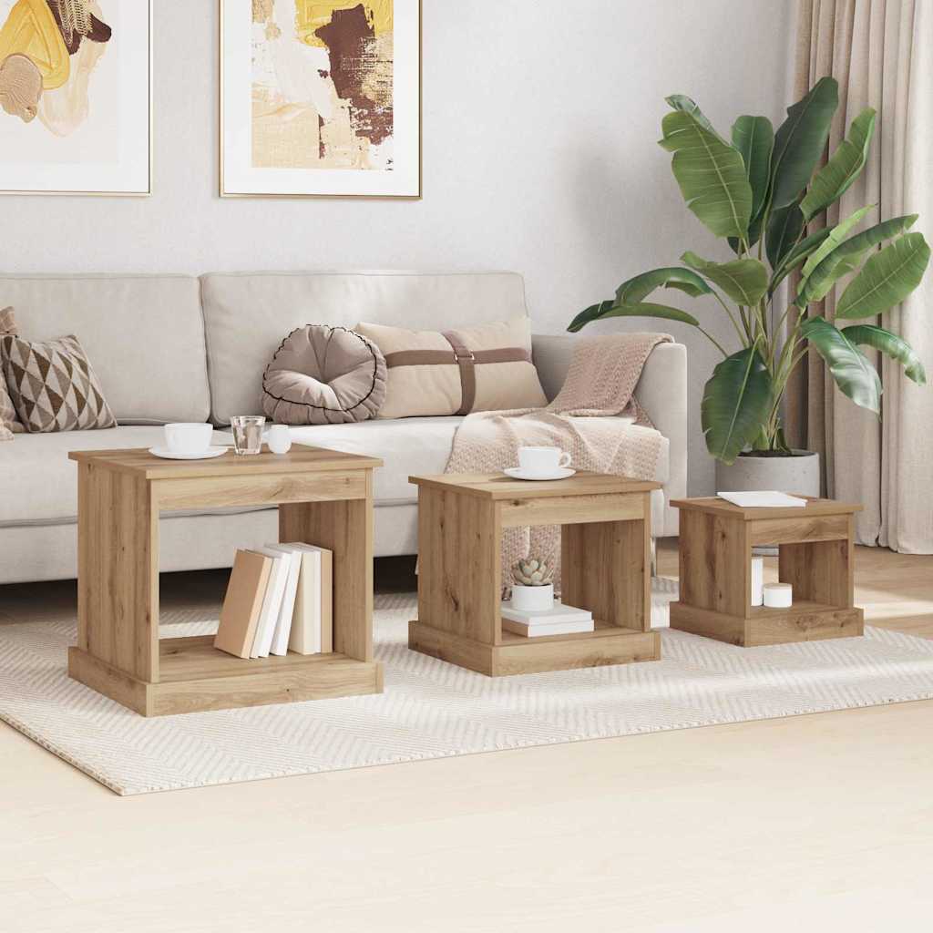 Kaffebord 3 pcs Artisan Eik Konstruert tre