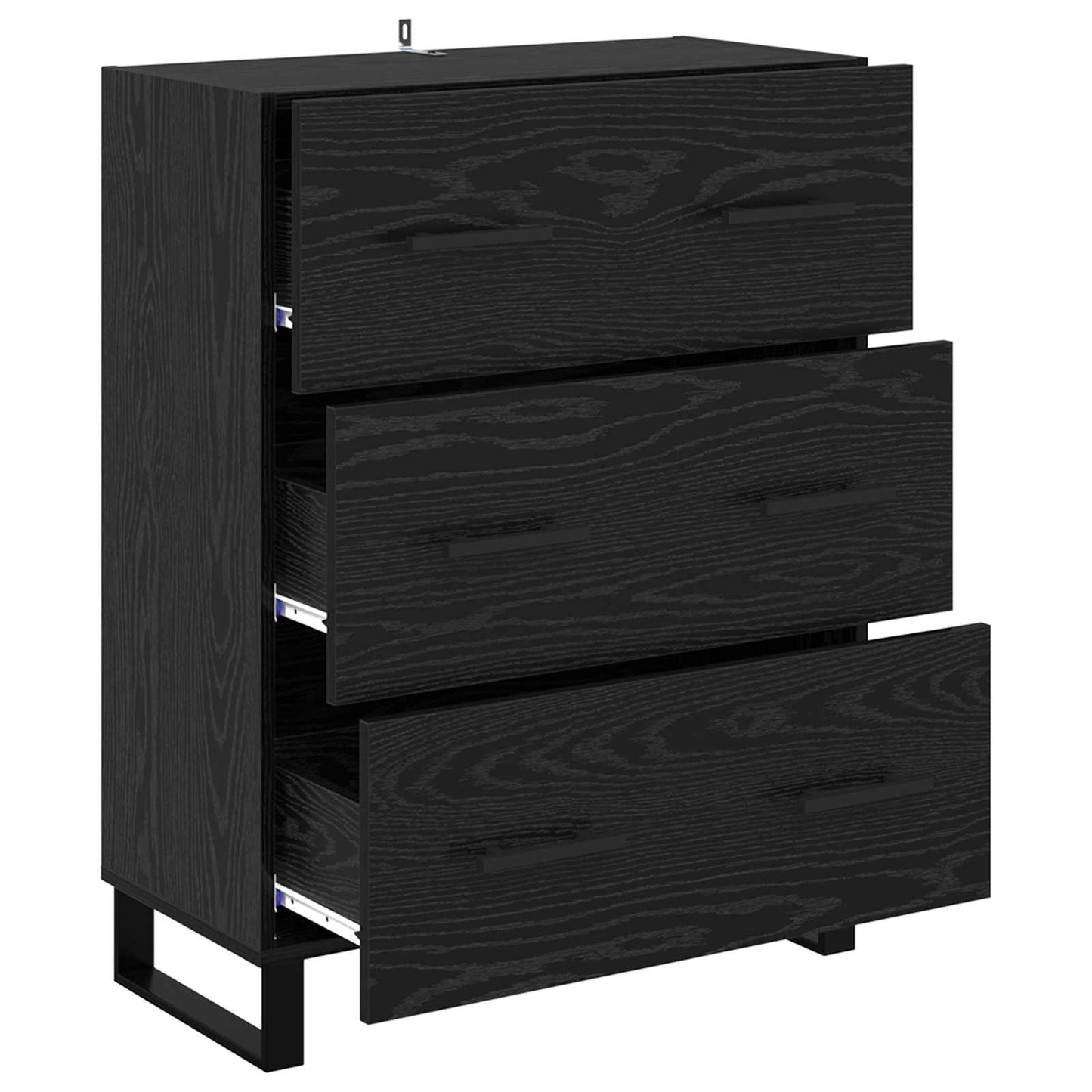 Serviesskap Svart Eik 69,5 x 34 x 90 cm Ingeniørtre og jern