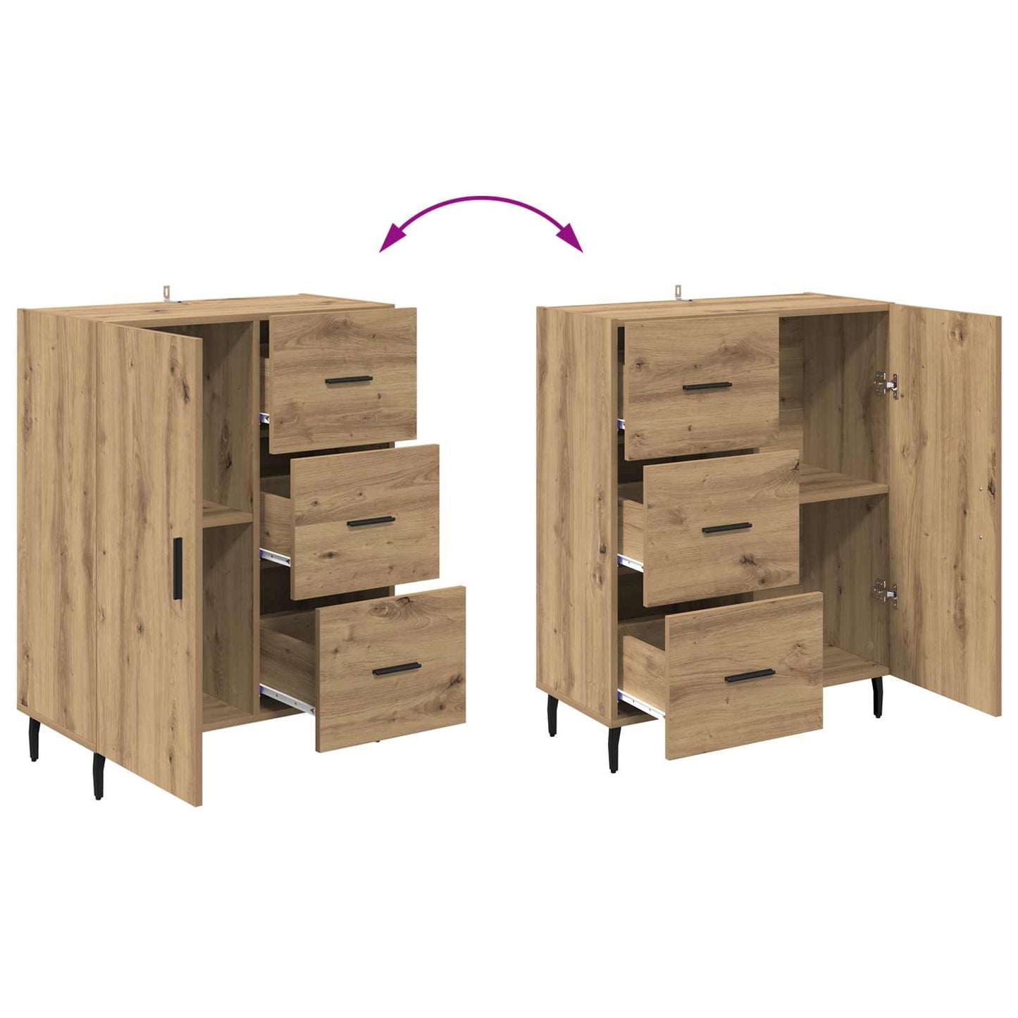 Serviesskap Artisan Eik 69,5 x 34 x 90 cm Ingeniørtre og jern