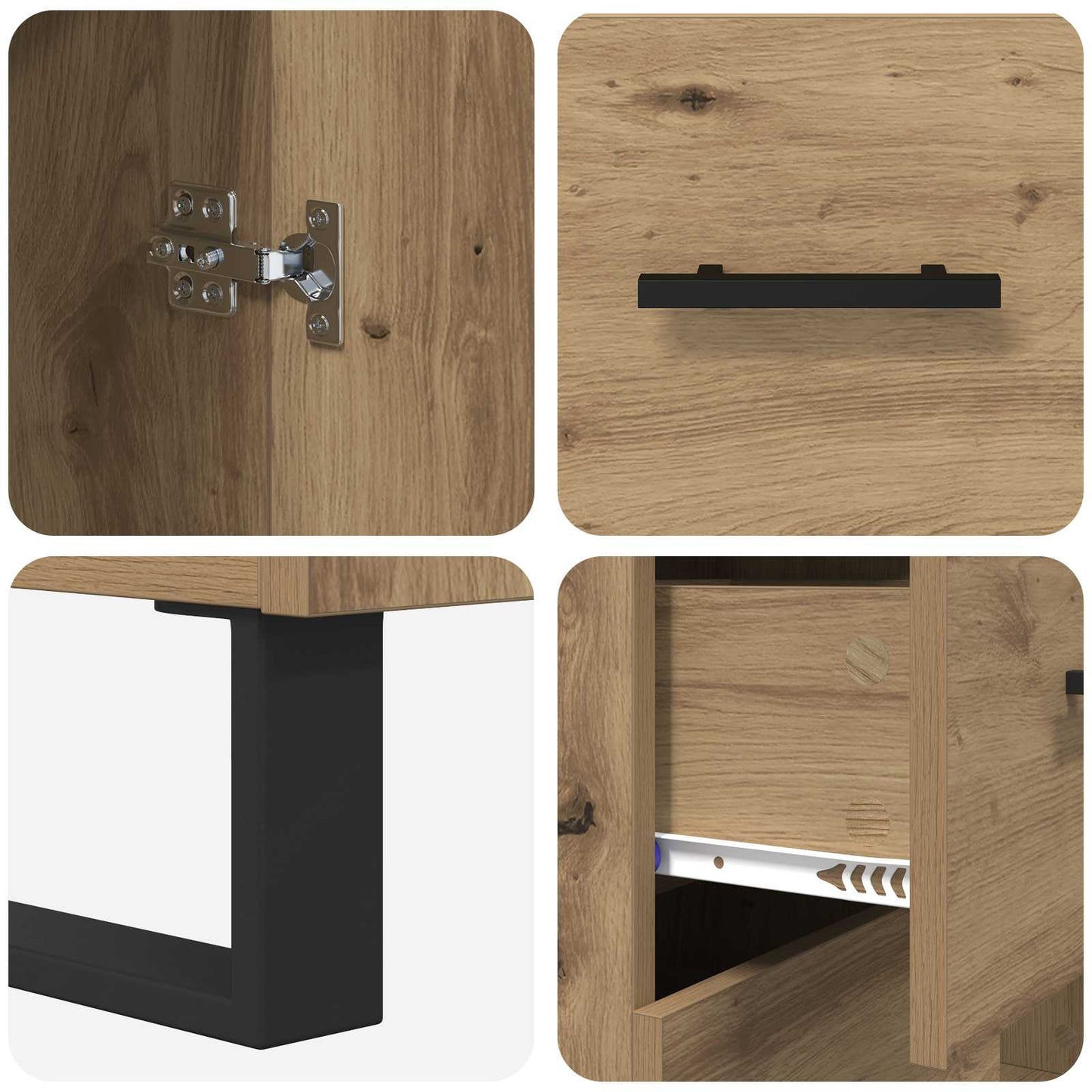 Serviesskap Artisan Eik 69,5 x 34 x 90 cm Ingeniørtre og jern