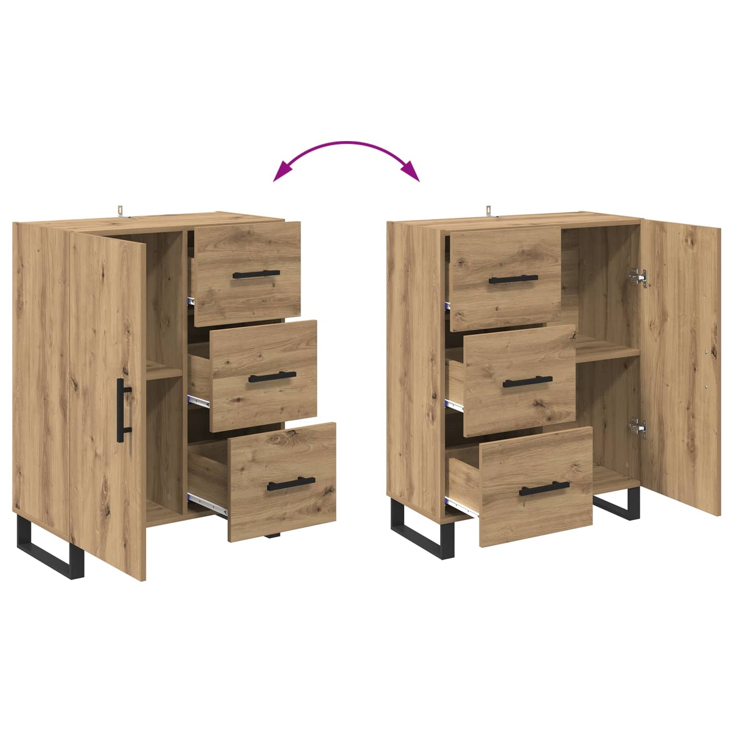 Serviesskap Artisan Eik 69,5 x 34 x 90 cm Ingeniørtre og jern