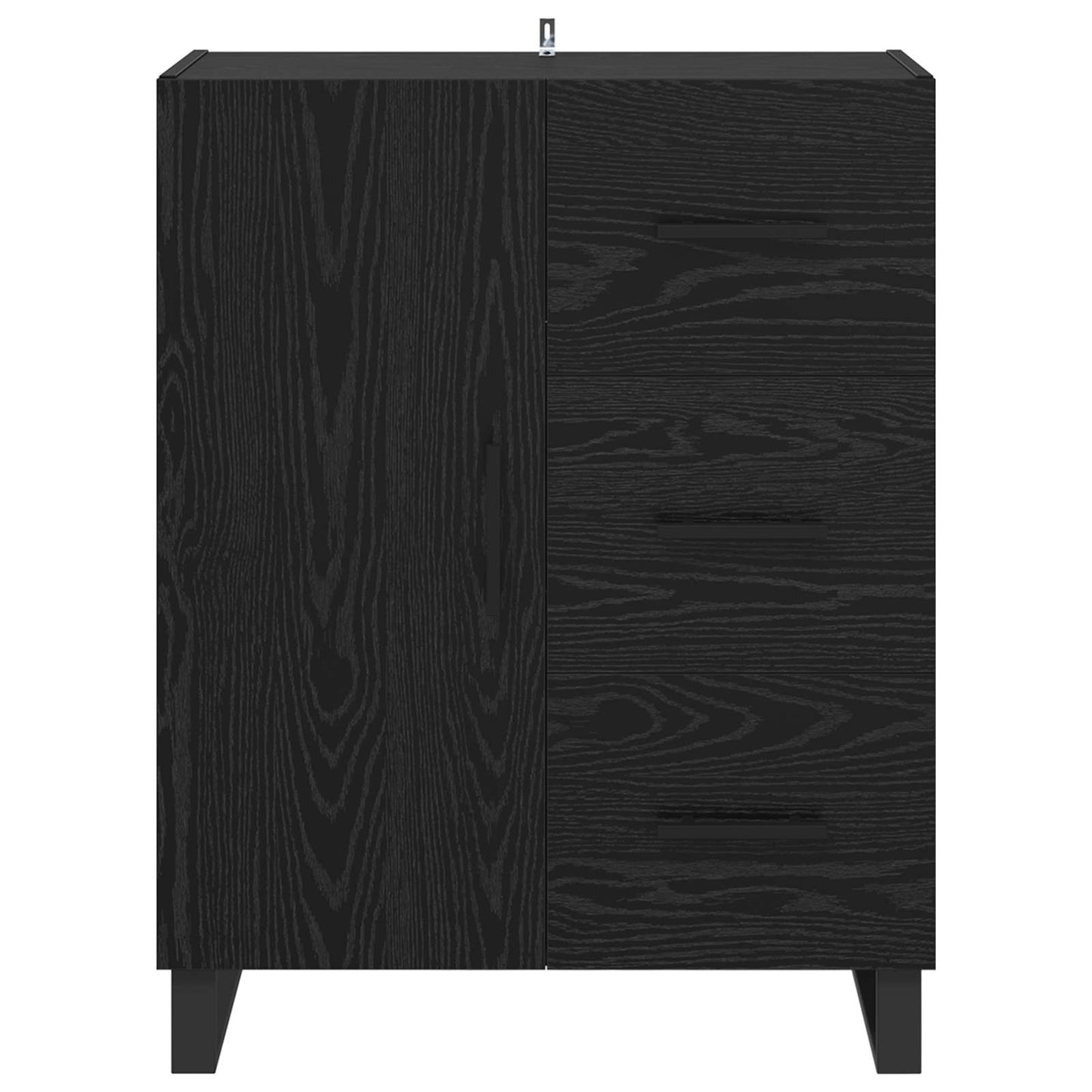 Serviesskap Svart Eik 69,5 x 34 x 90 cm Ingeniørtre og jern