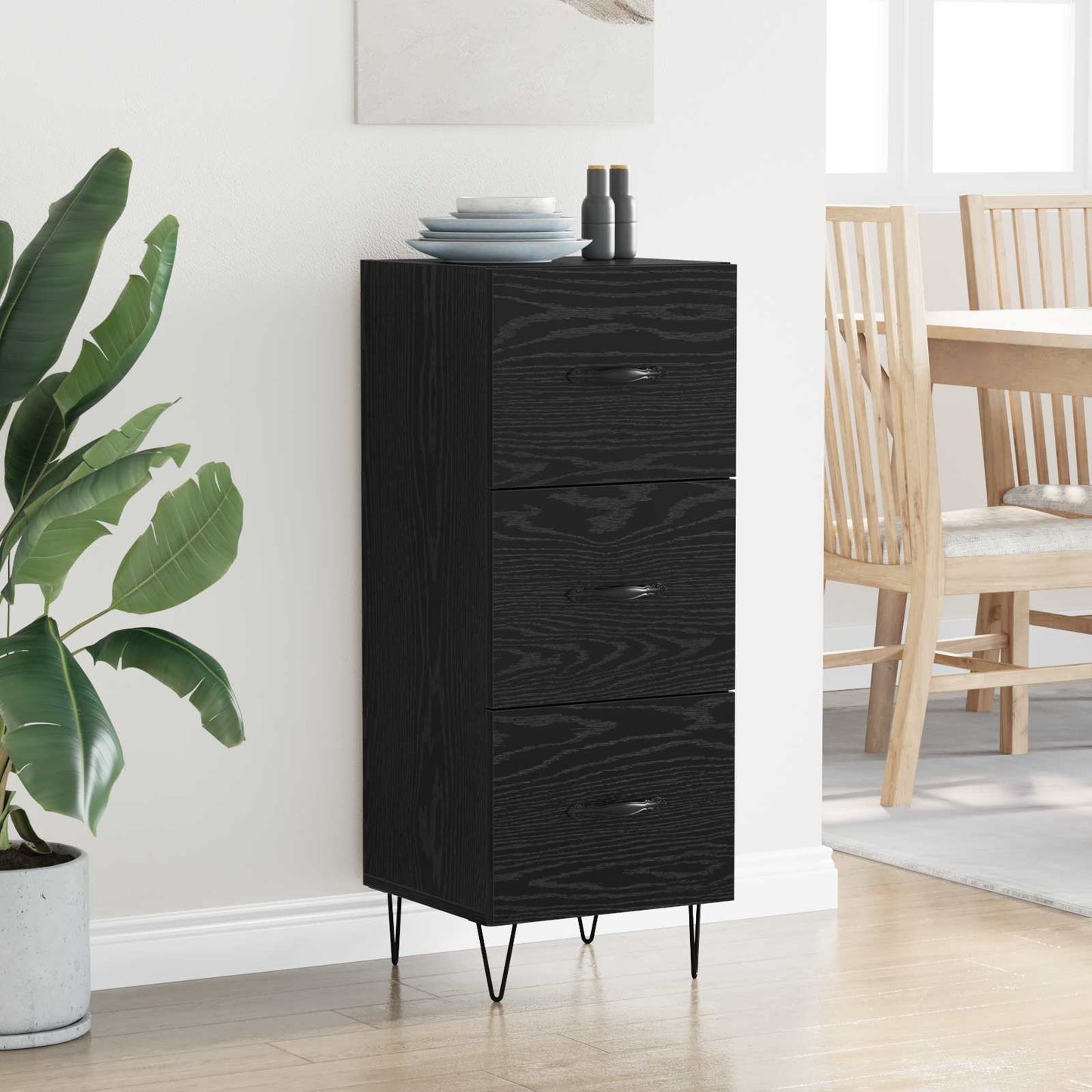 Serviesskap Svart eik 34 x 34.5 x 90 cm Konstruert tre