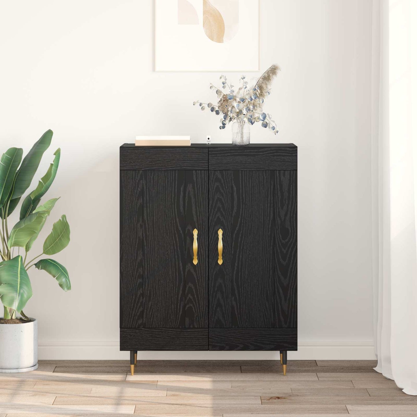Serviesskap Svart Eik 69,5 x 34 x 90 cm Konstruert tre