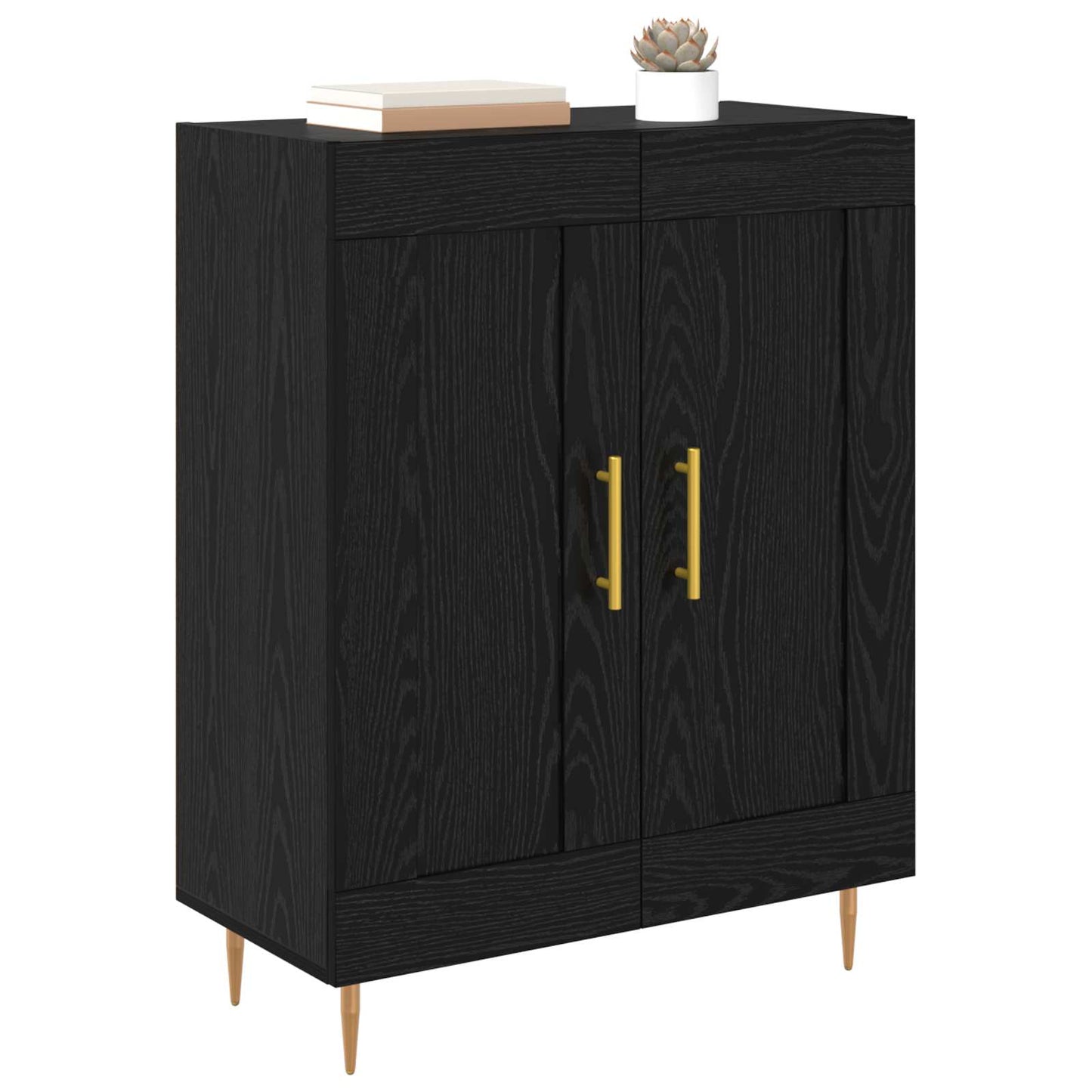 Serviesskap Svart Eik 69,5 x 34 x 90 cm Ingeniørtre og jern