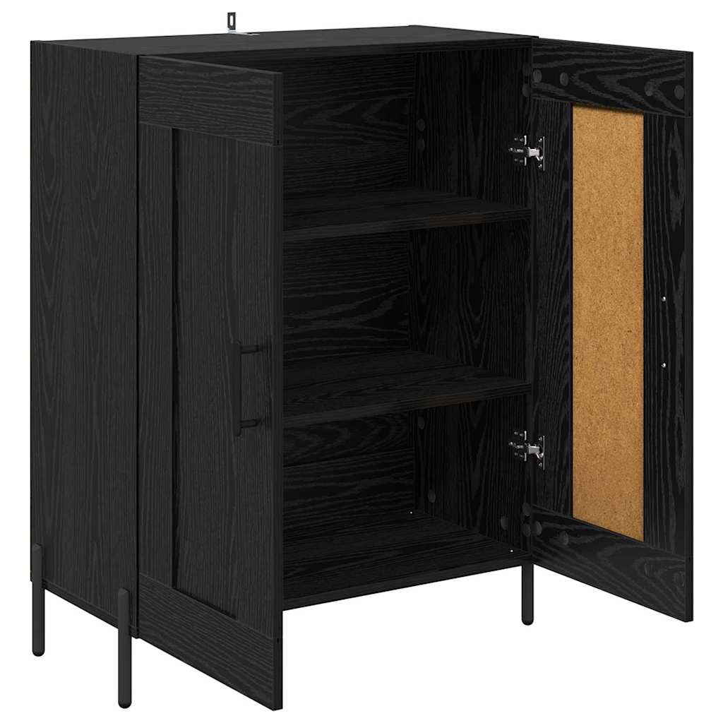 Serviesskap Svart Eik 69,5 x 34 x 90 cm Ingeniørtre og jern