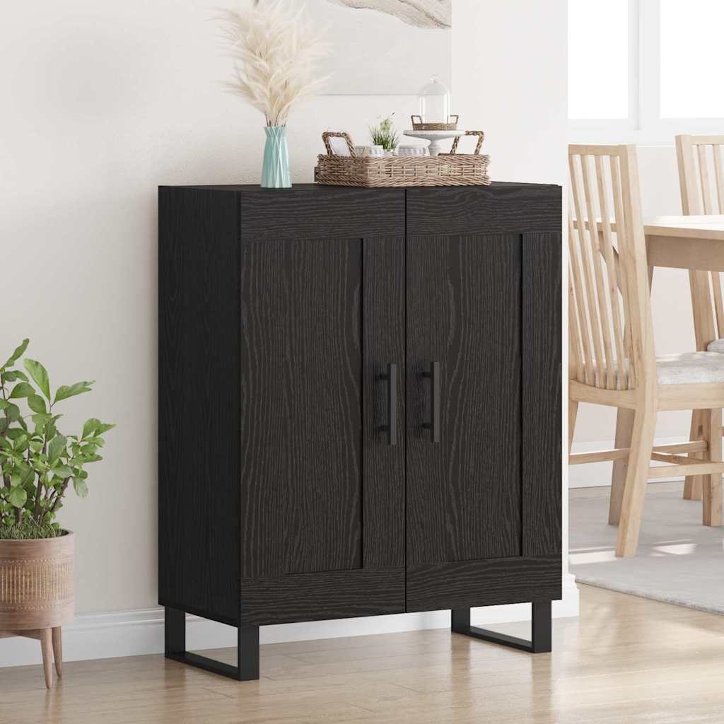 Serviesskap Svart Eik 69,5 x 34 x 90 cm Ingeniørtre og jern