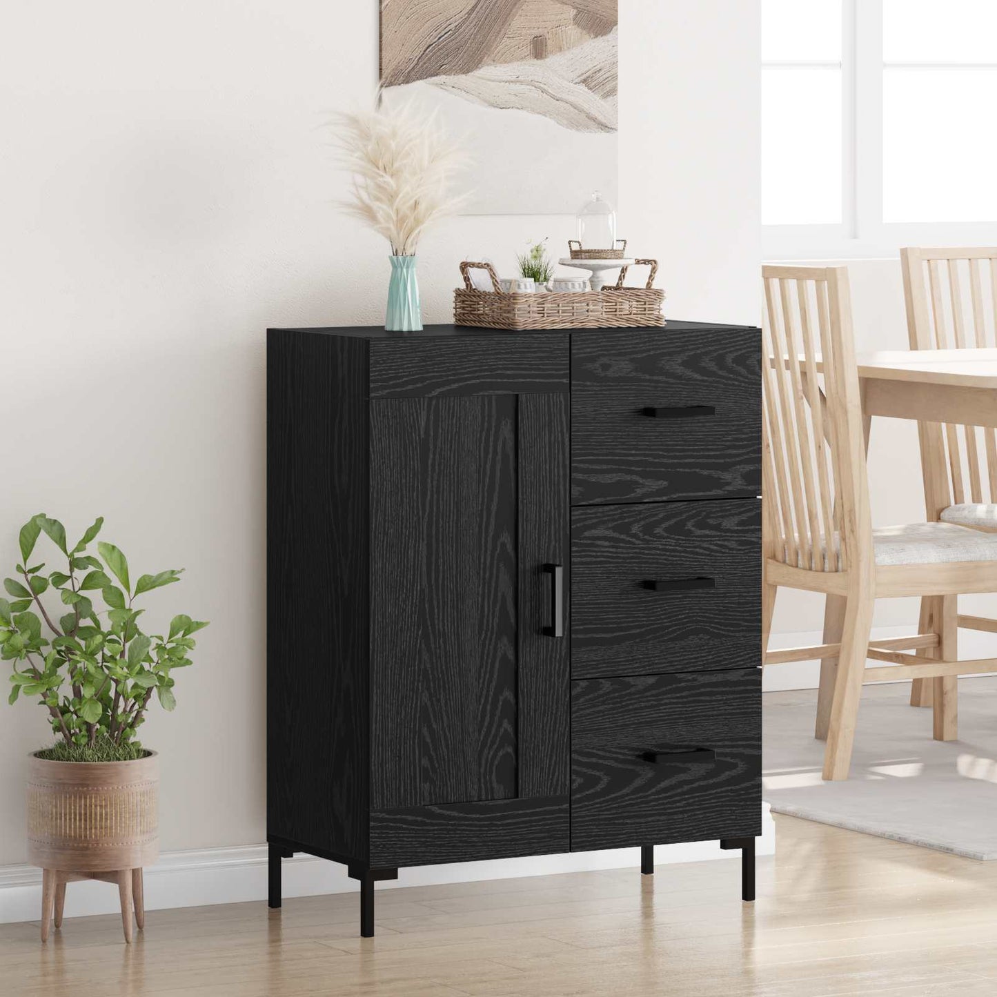 Serviesskap Svart eik 69.5 x 34 x 90 cm Konstruert tre