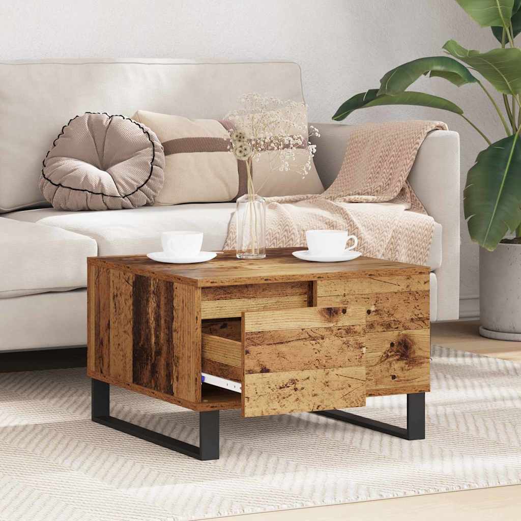 Kaffebord med skuff Gamle tre 55 x 55 x 36,5 cm Konstruert tre