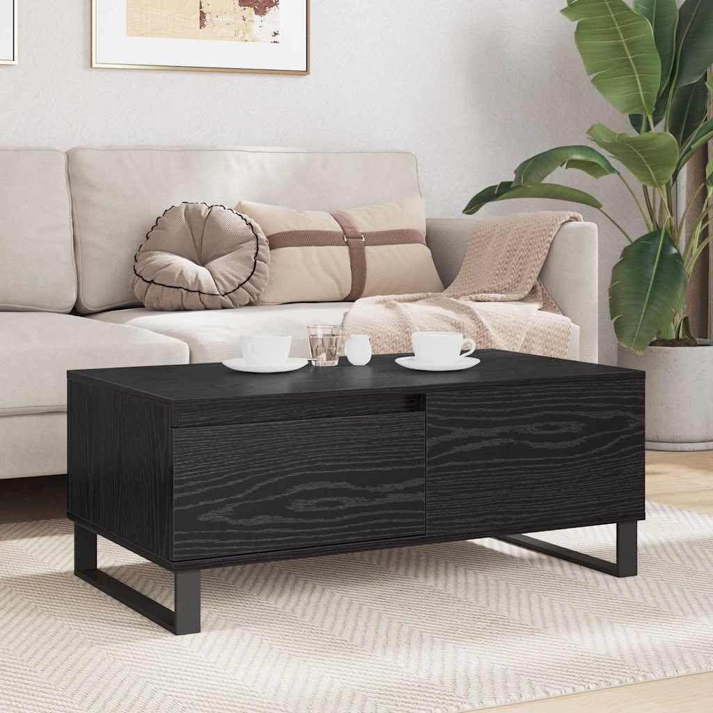 Kaffebord med skuff Svart Eik 90 x 50 x 36,5 cm Konstruert tre