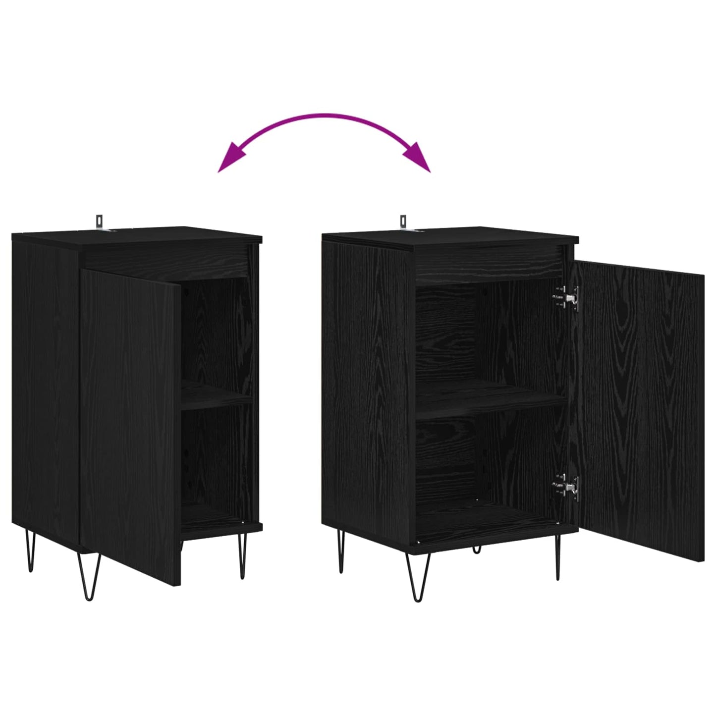 Serviesskap Svart Eik 40 x 35 x 70 cm Konstruert tre