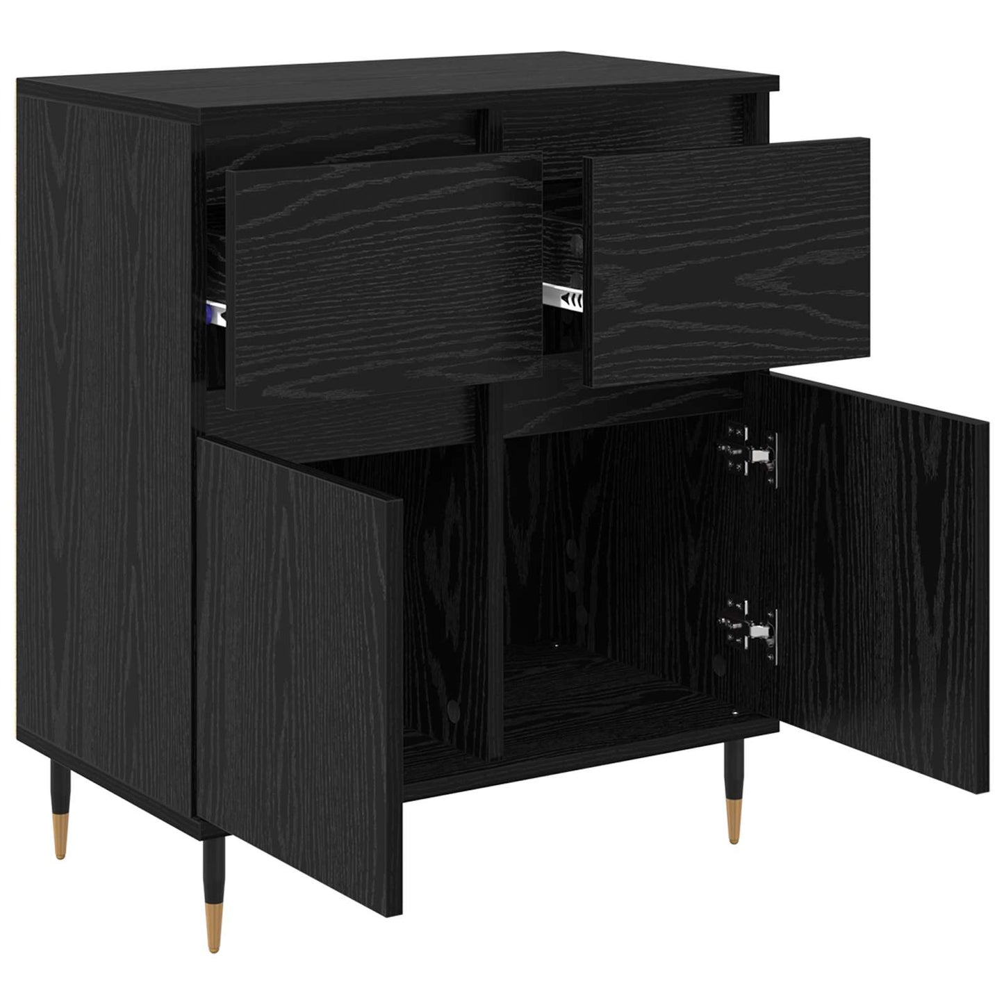 Serviesskap Svart Eik 60 x 35 x 70 cm Ingeniørtre og jern