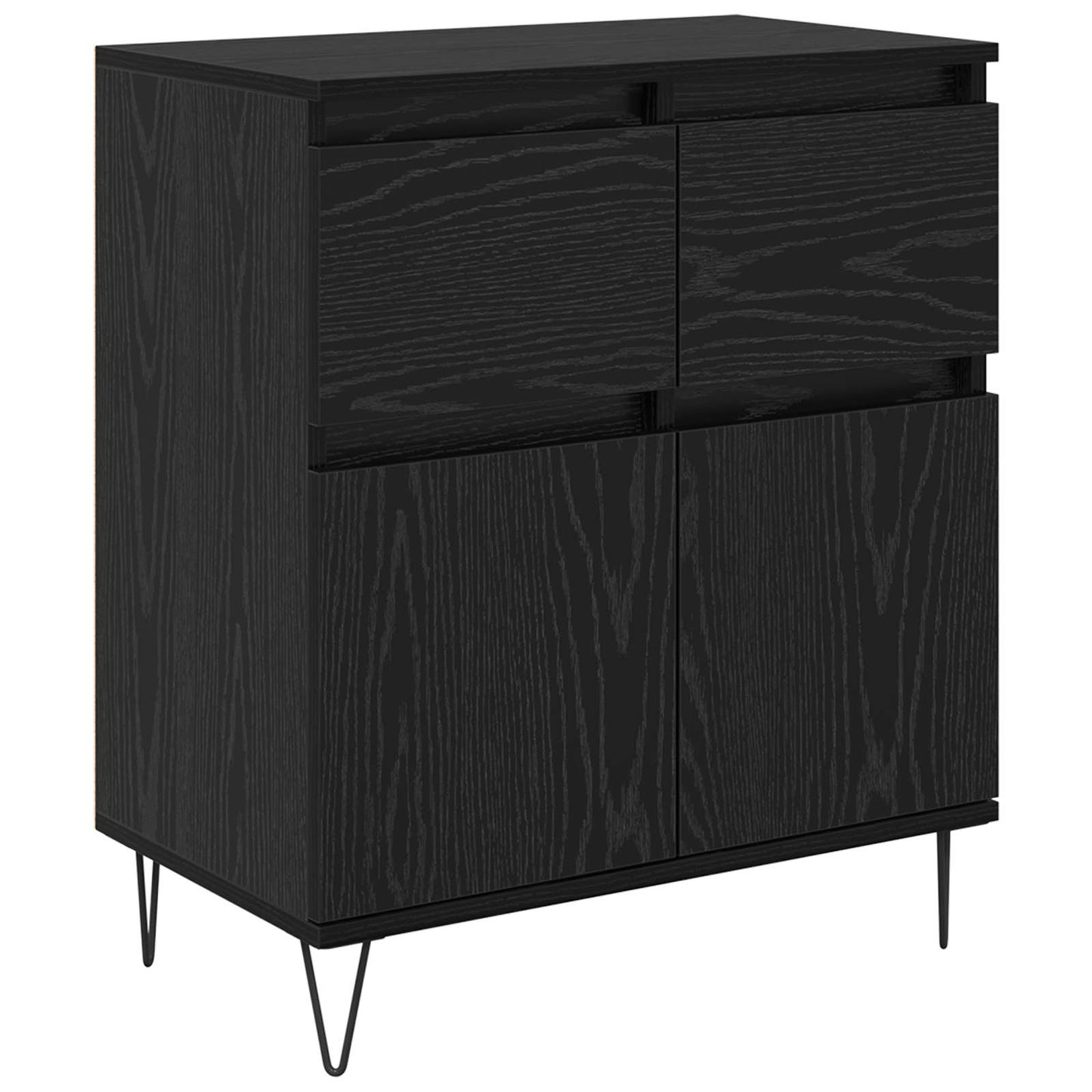 Serviesskap Svart Eik 60 x 35 x 70 cm Ingeniørtre og jern