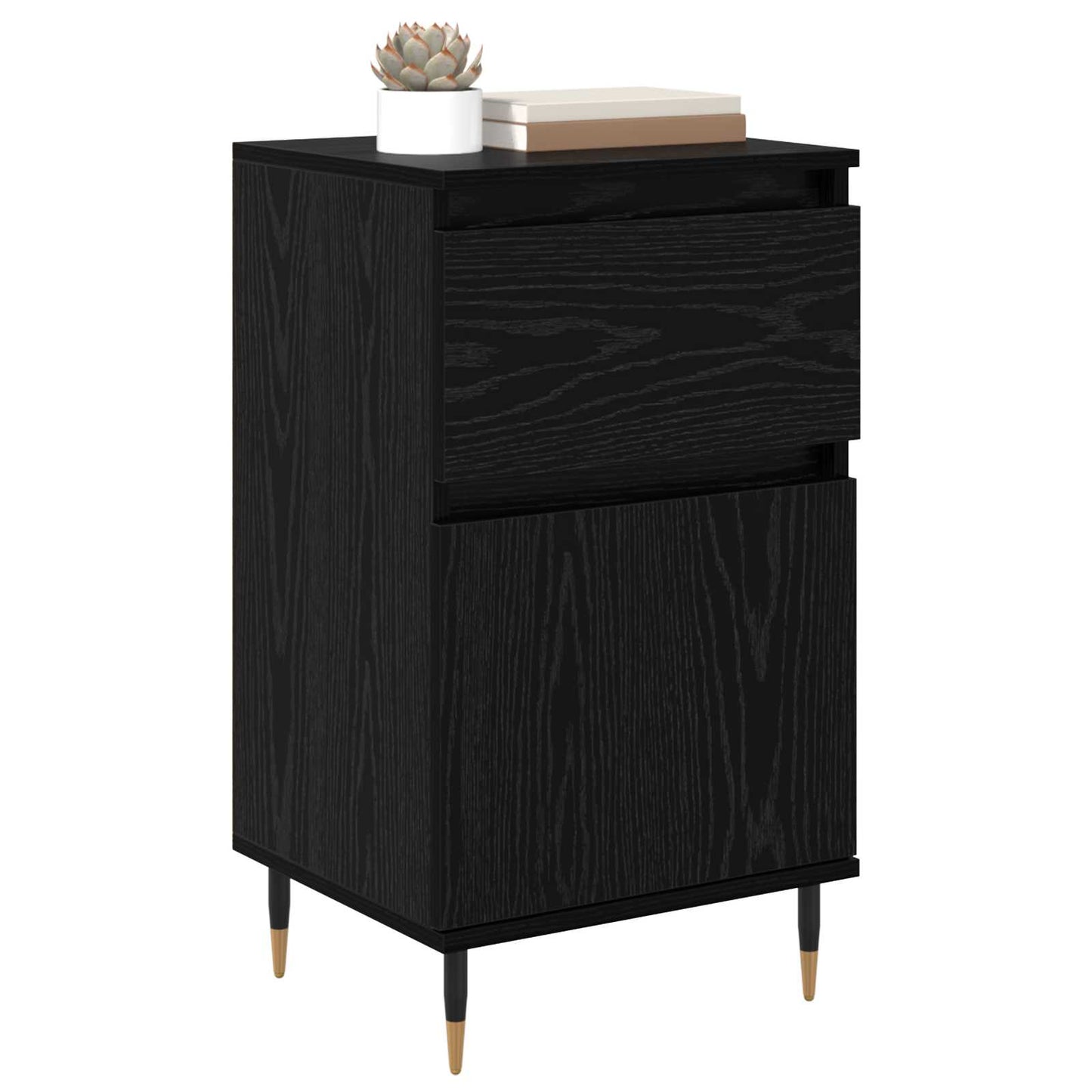 Serviesskap Svart Eik 40 x 35 x 70 cm Ingeniørtre og jern
