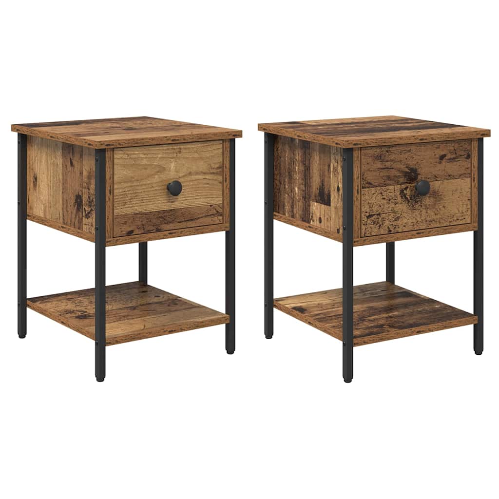 Nattbord 2 pcs Gammelt tre 34 x 35,5 x 45 cm Konstruert tre