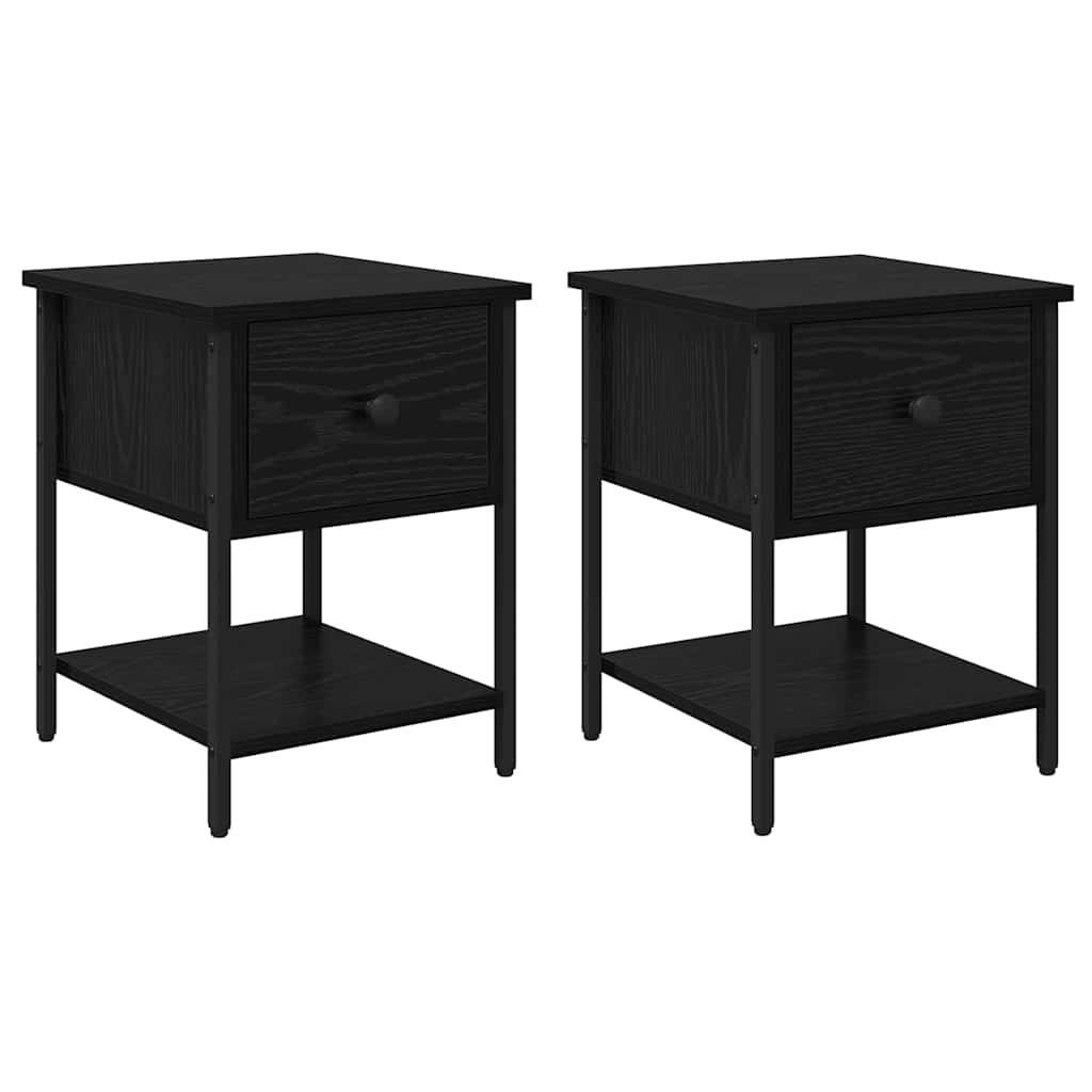 Nattbord 2 pcs Svart Eik 34 x 35,5 x 45 cm Konstruert tre