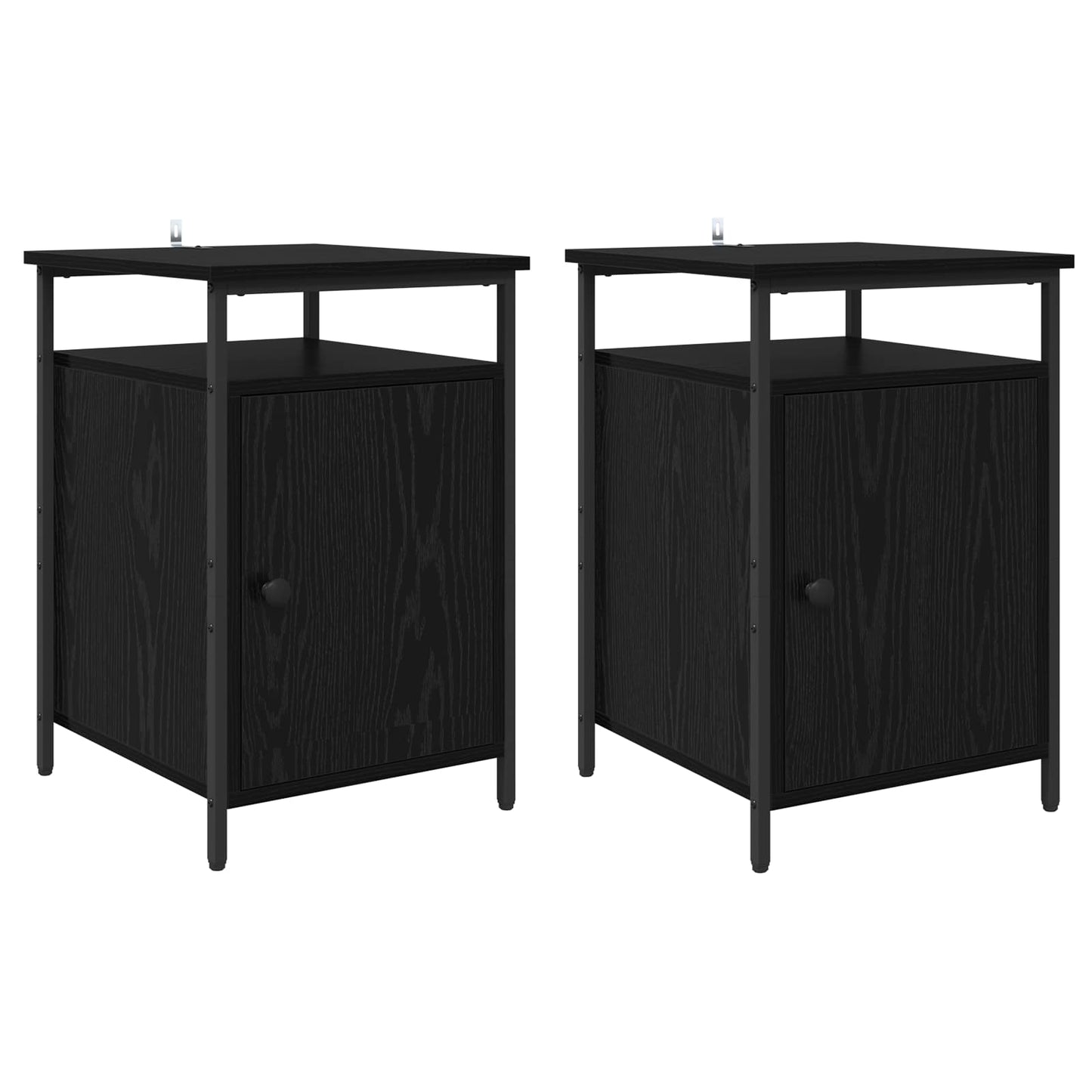 Nattbordskap 2 pcs Svart Eik 40 x 42 x 60cm Konstruert tre