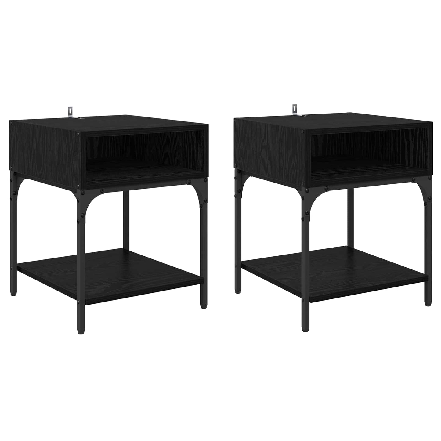 Nattbord 2 pcs Svart Eik 40 x 40 x 50 cm Konstruert tre