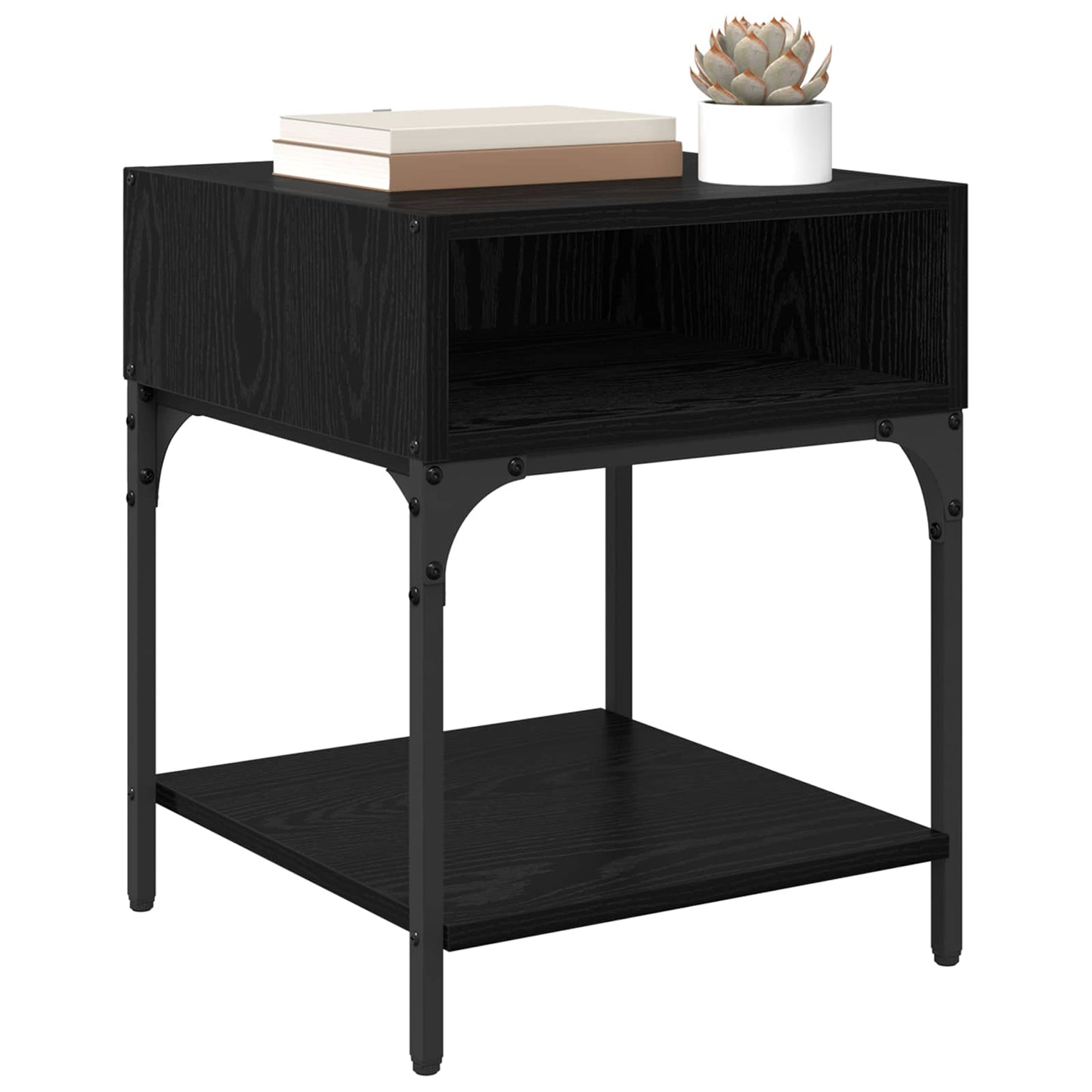 Nattbord 2 pcs Svart Eik 40 x 40 x 50 cm Konstruert tre