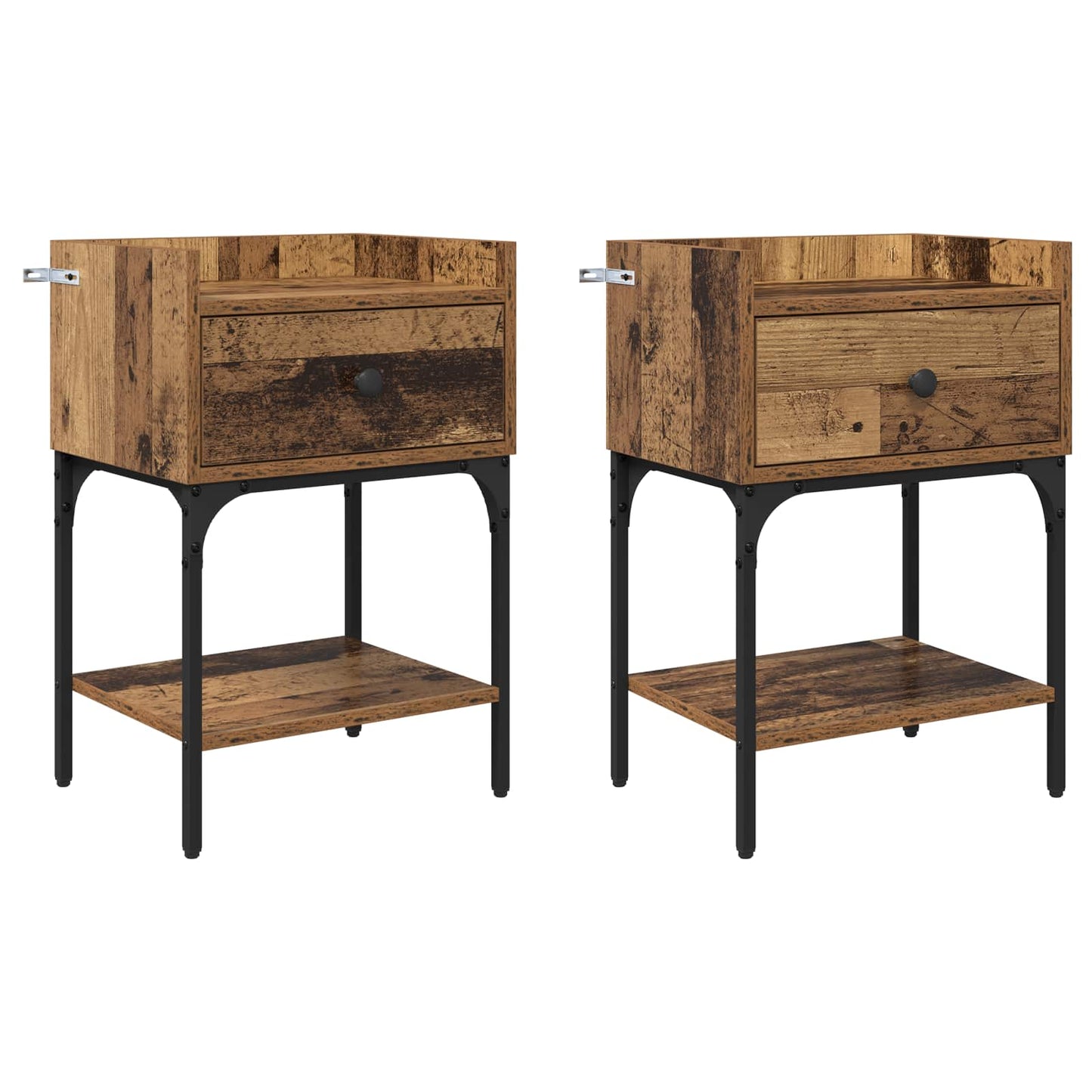 Nattbord 2 pcs Gammelt tre 40 x 29 x 60 cm Konstruert tre