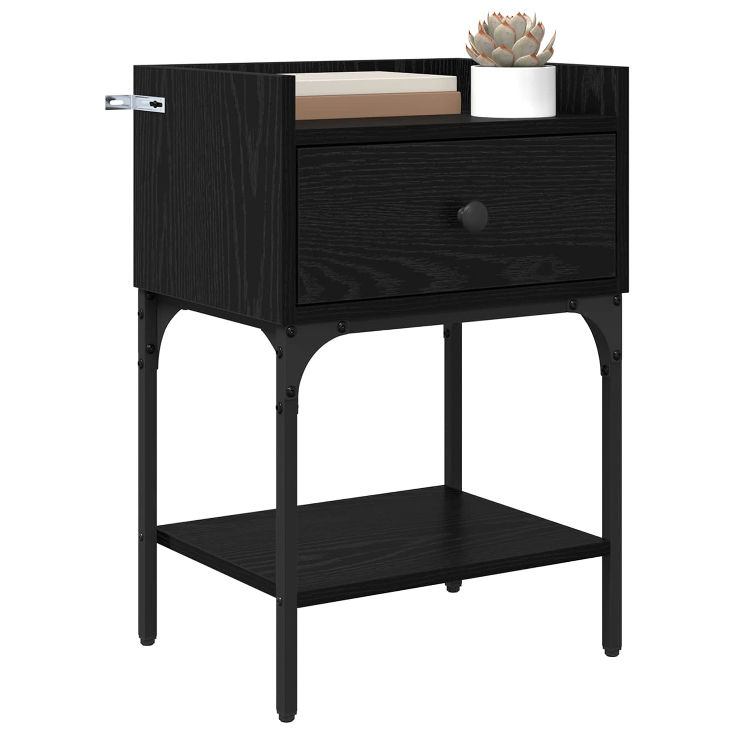 Nattbord 2 pcs Svart Eik 40 x 29 x 60 cm Konstruert tre