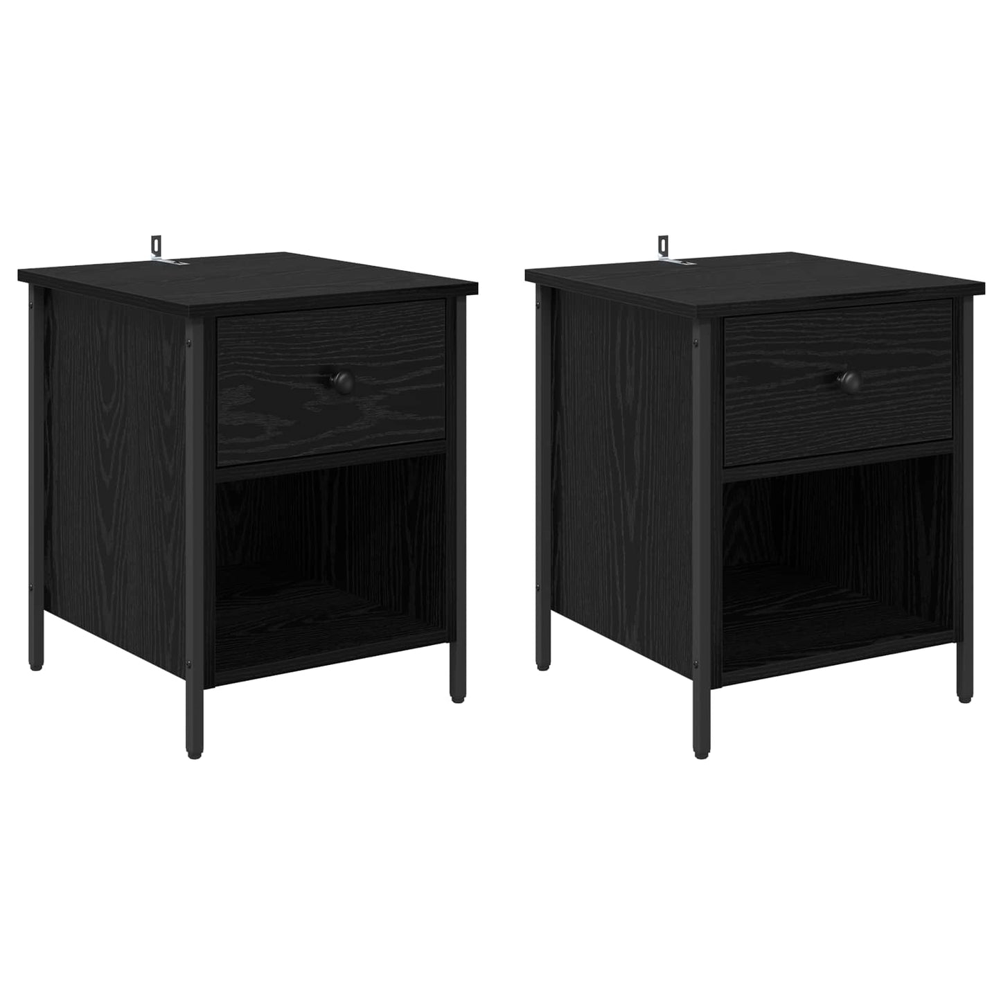 Nattbordskap 2 pcs Svart Eik 40 x 42 x 50 cm Konstruert tre