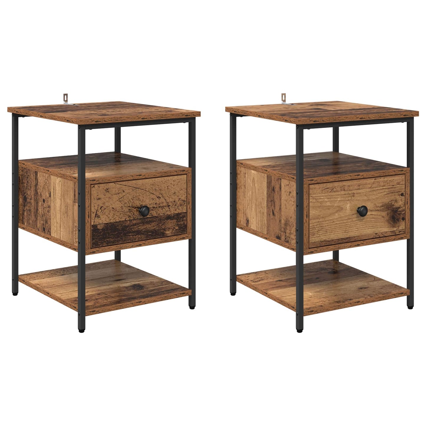 Nattbordskap 2 pcs Gammelt tre 40 x 42 x 56 cm Konstruert tre
