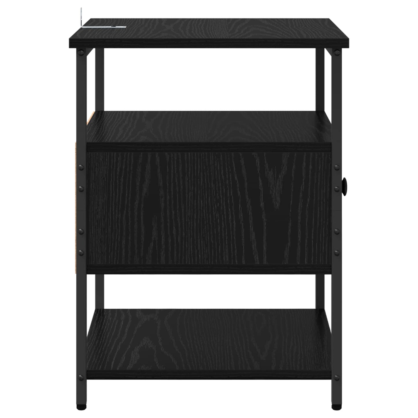 Nattbordskap med skuff Svart Eik 40 x 42 x 56 cm Konstruert tre