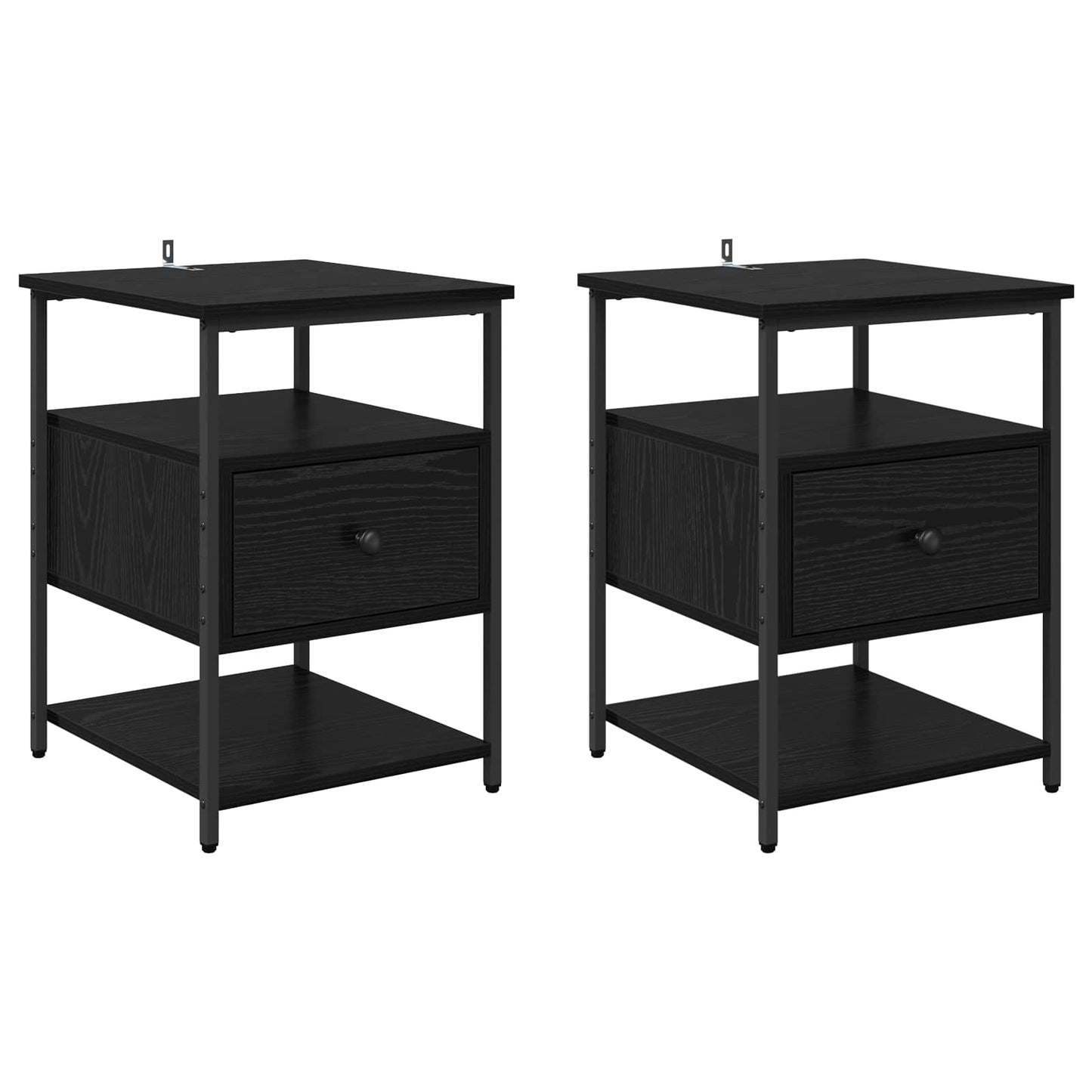 Nattbordskap 2 pcs Svart Eik 40 x 42 x 56 cm Konstruert tre