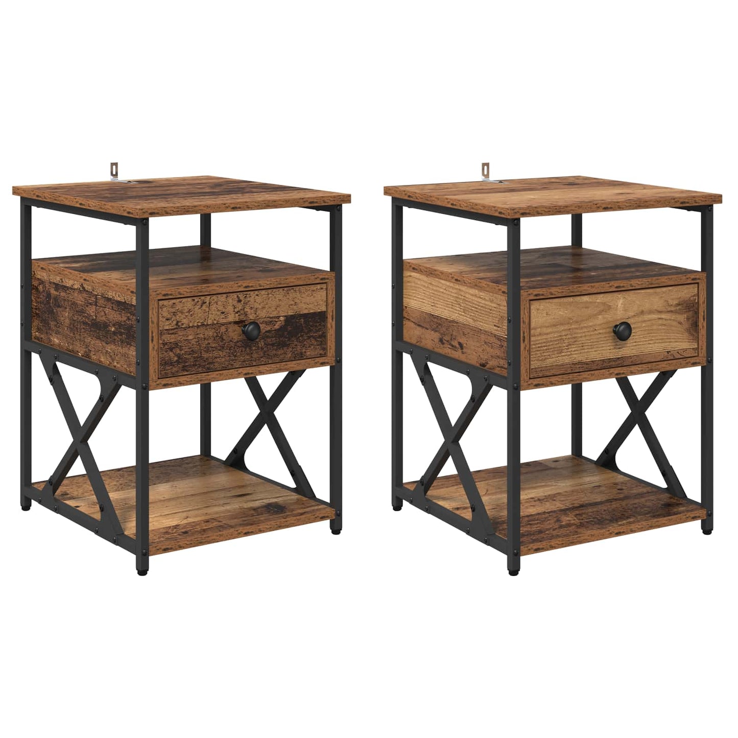 Nattbordskap 2 pcs Gammelt tre 40 x 42 x 55 cm Konstruert tre