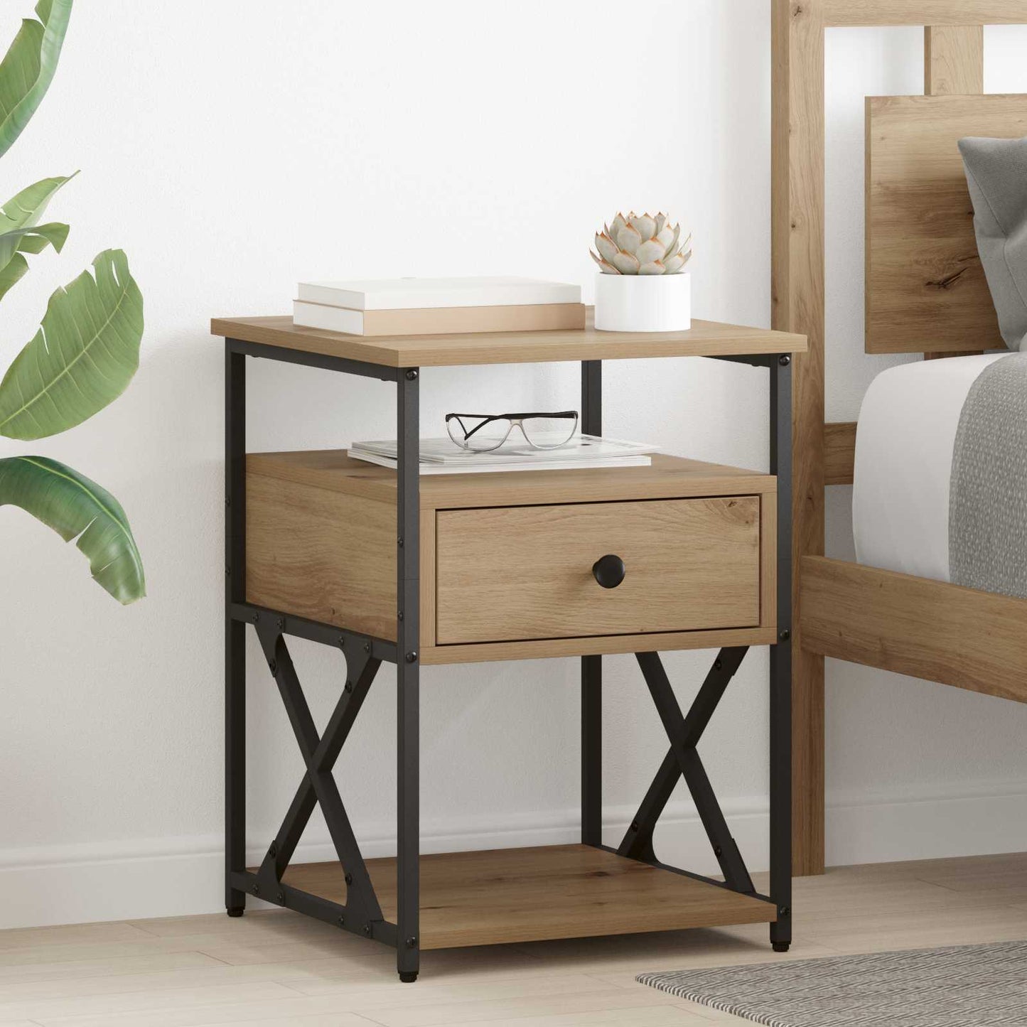 Nattbordskap 2 stk. Artisan Eik 40 x 42 x 55 cm Konstruert tre