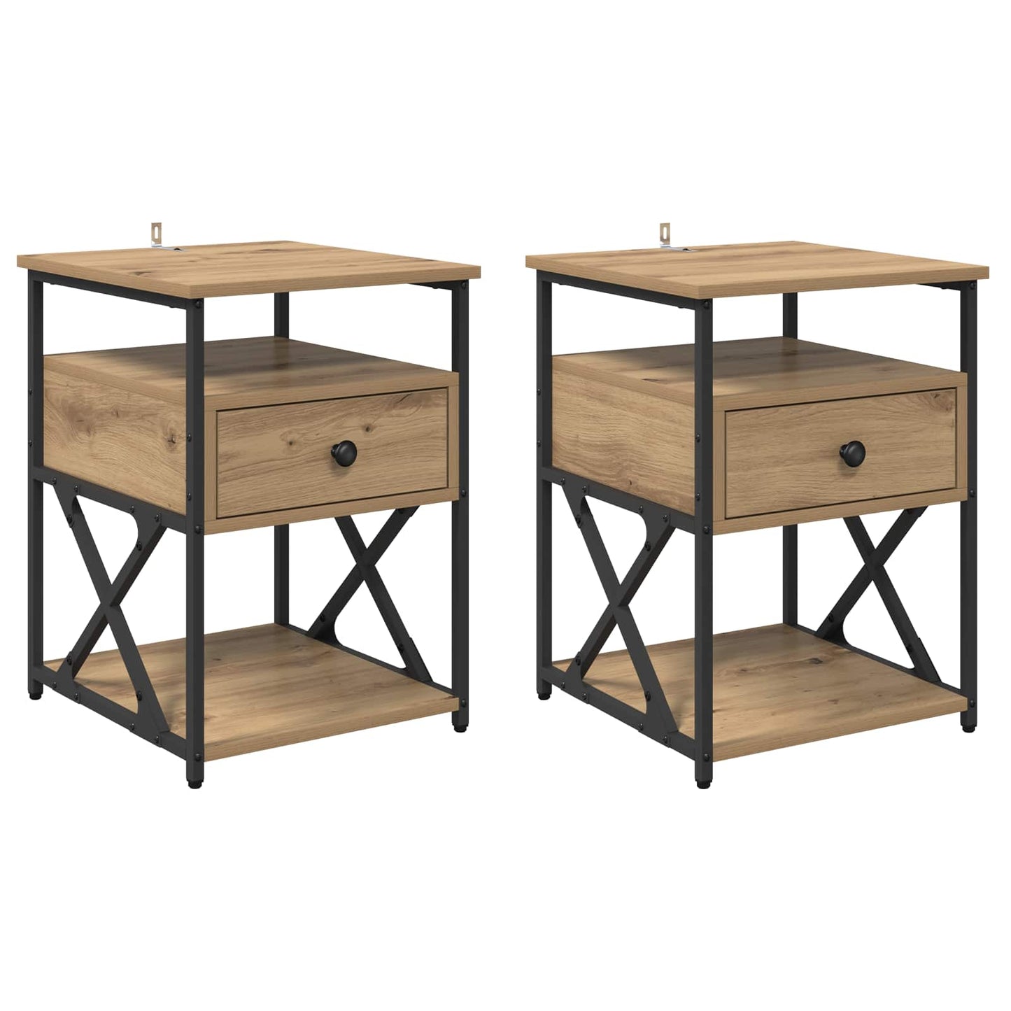 Nattbordskap 2 stk. Artisan Eik 40 x 42 x 55 cm Konstruert tre