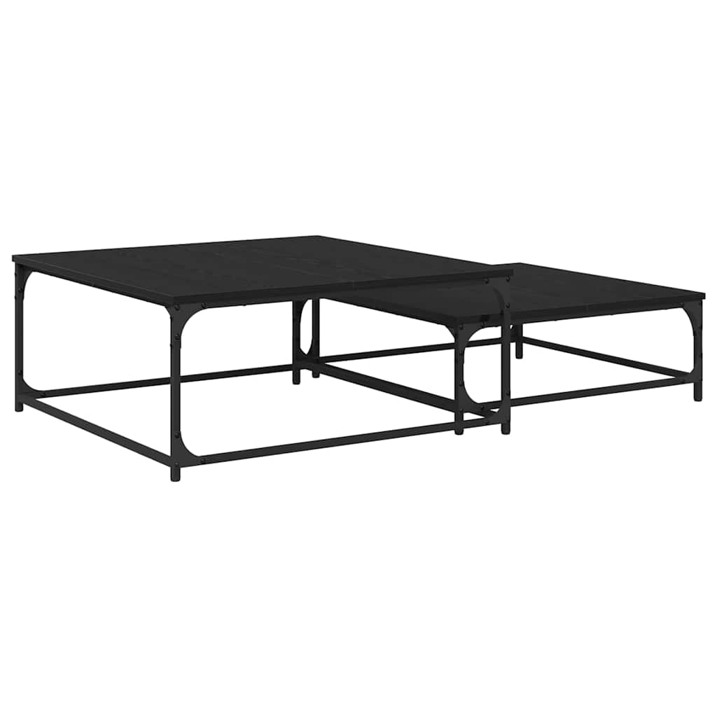 Kaffebord 2 pcs Svart Eik Konstruert tre