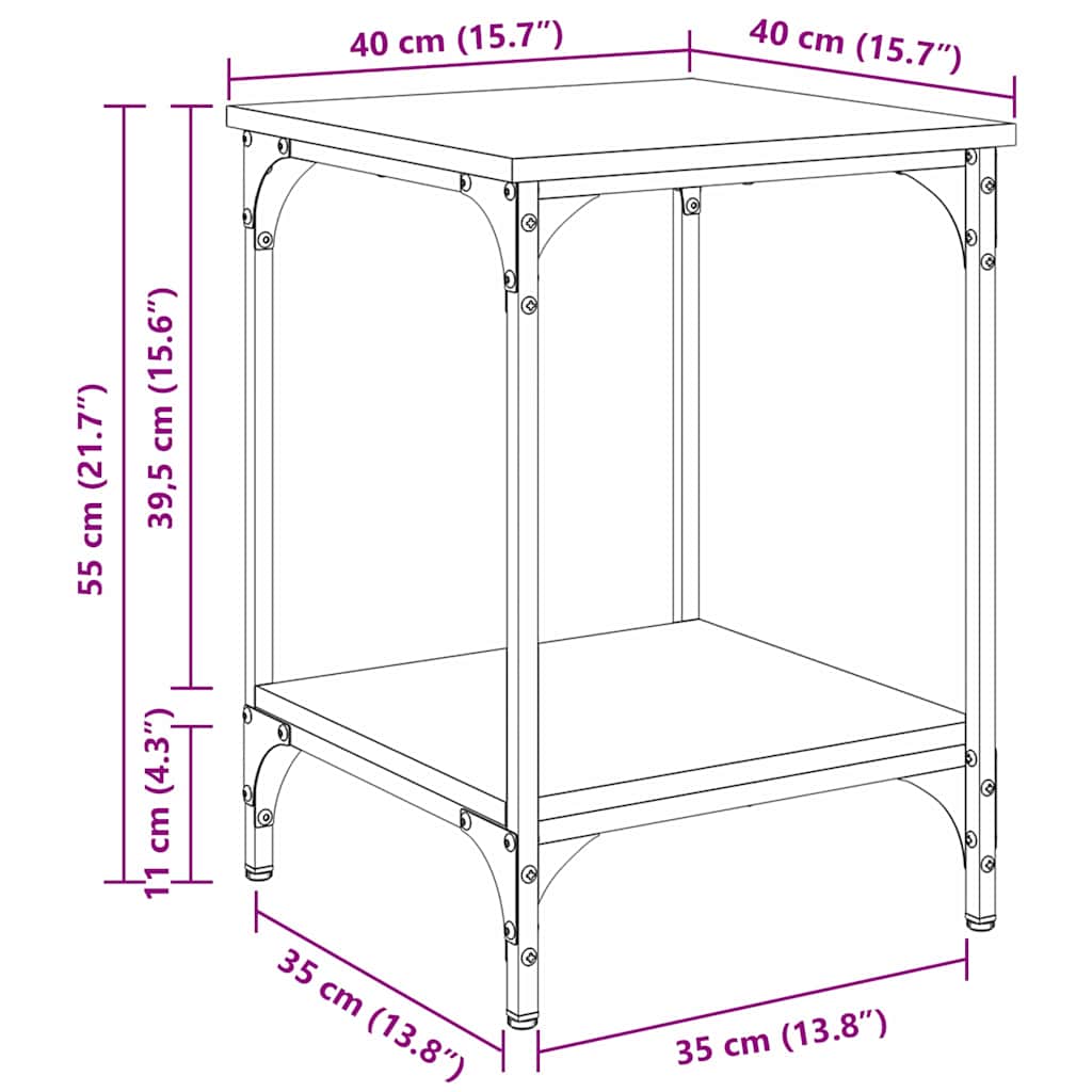 Kaffebord Artisan Eik 40 x 40 x 55 cm Konstruert tre