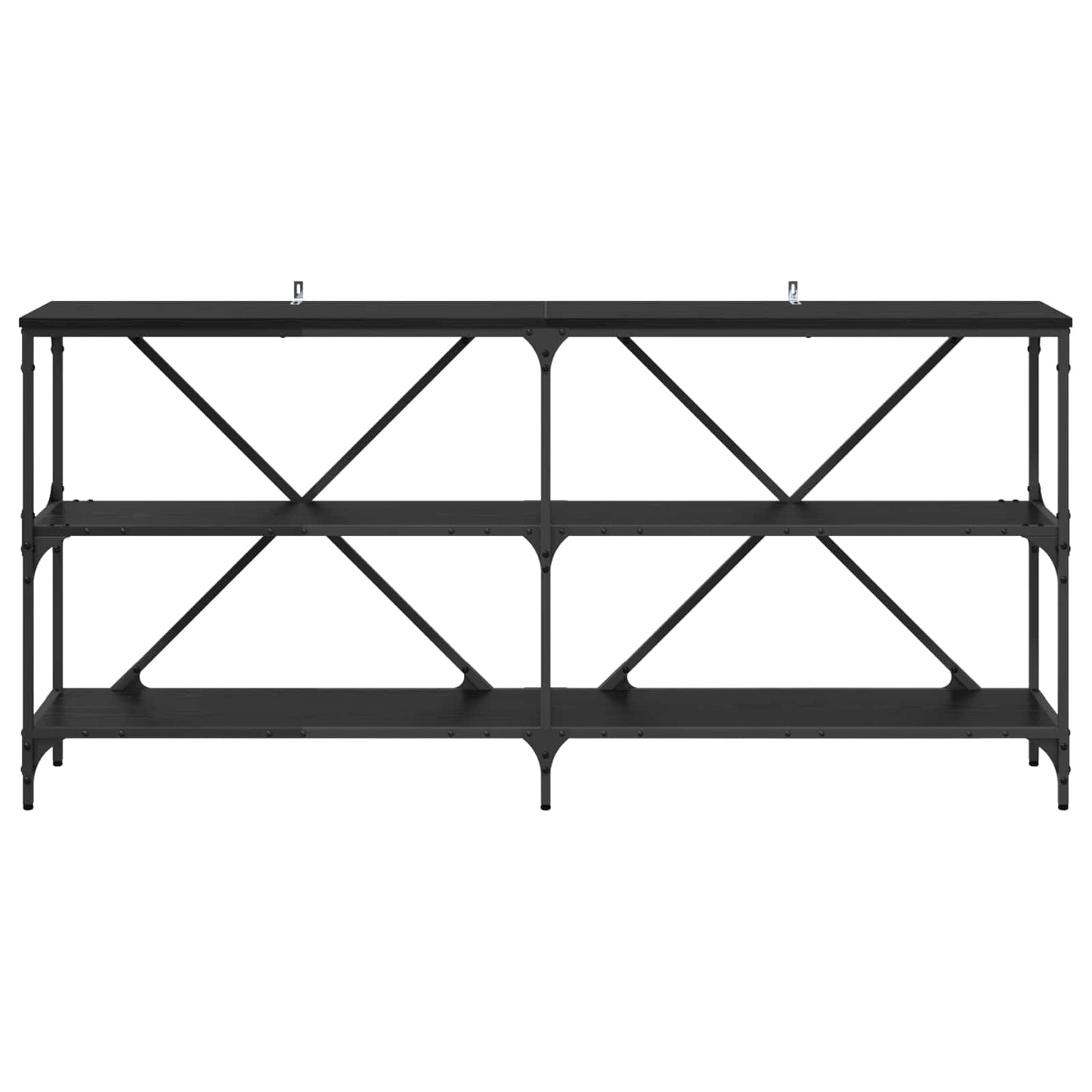 Konsollbord med hylle Svart Eik 160 x 30 x 75 cm Konstruert tre
