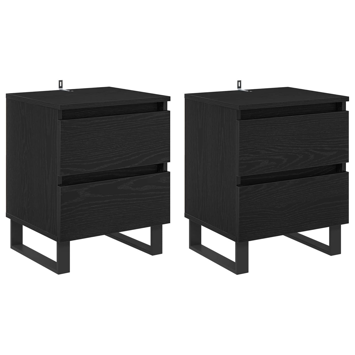 Nattbordskap 2 pcs Svart Eik 40 x 35 x 50 cm Konstruert tre