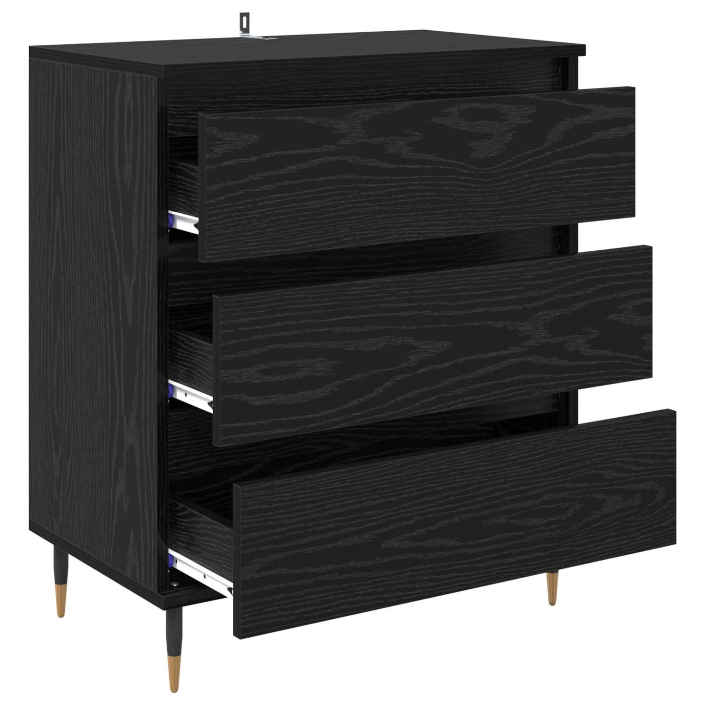 Serviesskap med skuff Svart Eik 60 x 35 x 70 cm Konstruert tre