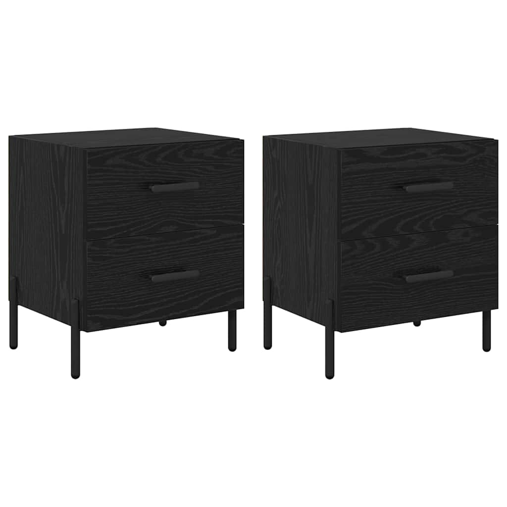 Nattbordskap 2 pcs Svart Eik 40 x 35 x 47,5 cm Konstruert tre