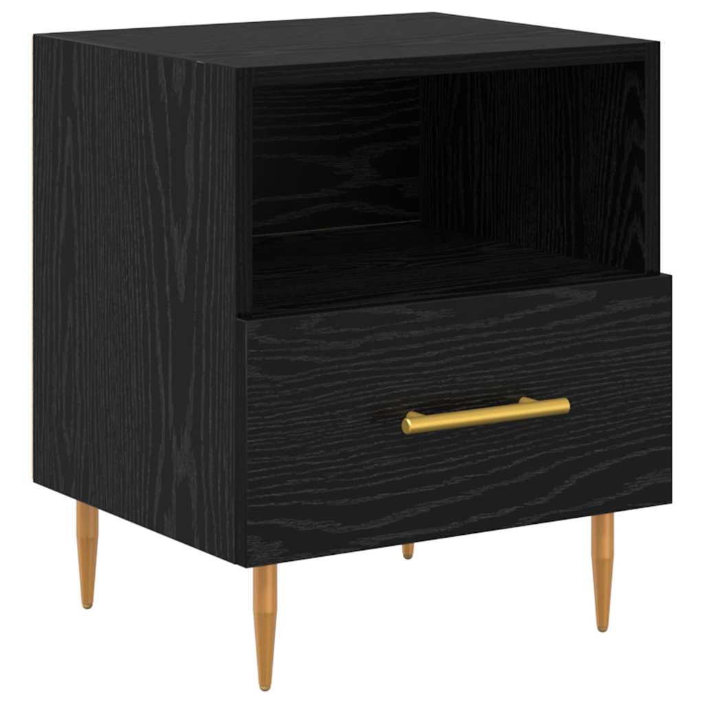 Nattbord med skuff 2 pcs Svart 40 x 35 x 47,5 cm Konstruert tre