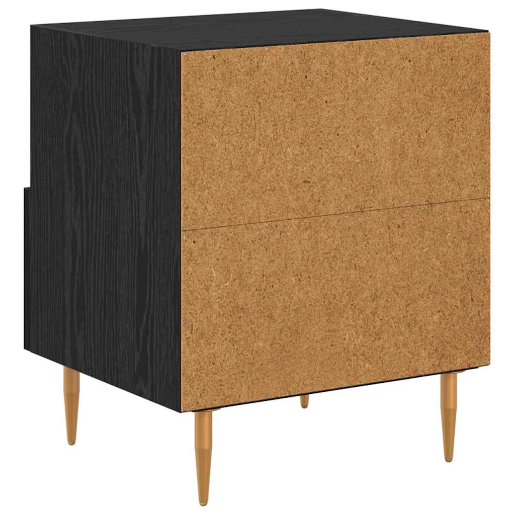 Nattbord med skuff 2 pcs Svart 40 x 35 x 47,5 cm Konstruert tre