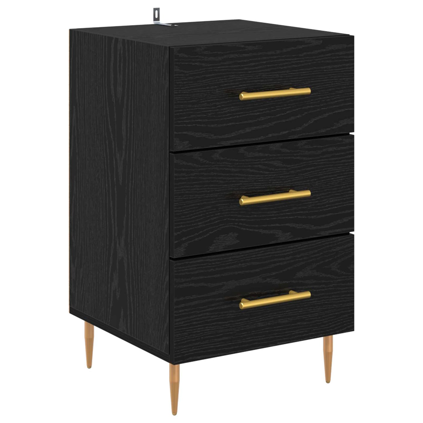 Nattbordskap med skuff Svart Eik 40 x 40 x 66 cm Konstruert tre