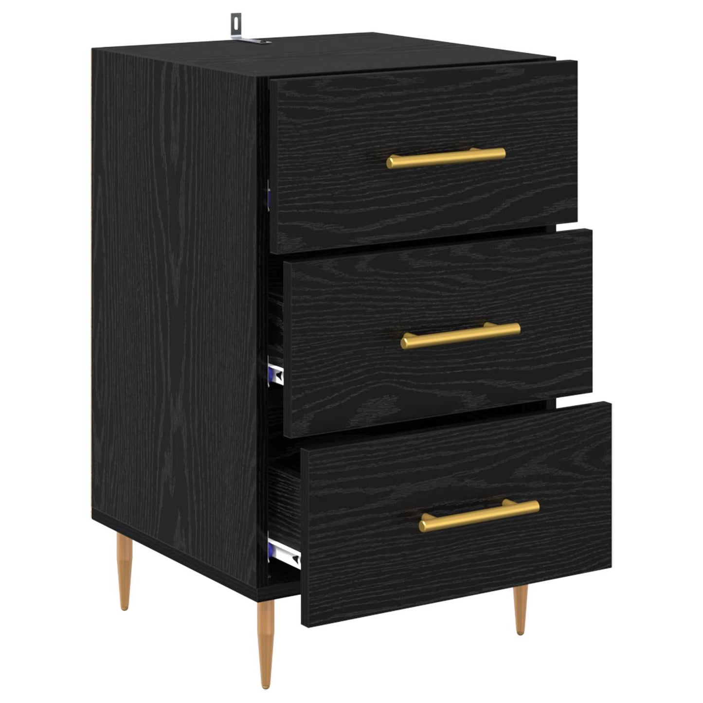 Nattbordskap med skuff Svart Eik 40 x 40 x 66 cm Konstruert tre