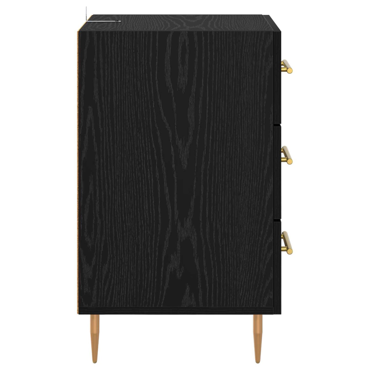 Nattbordskap med skuff Svart Eik 40 x 40 x 66 cm Konstruert tre