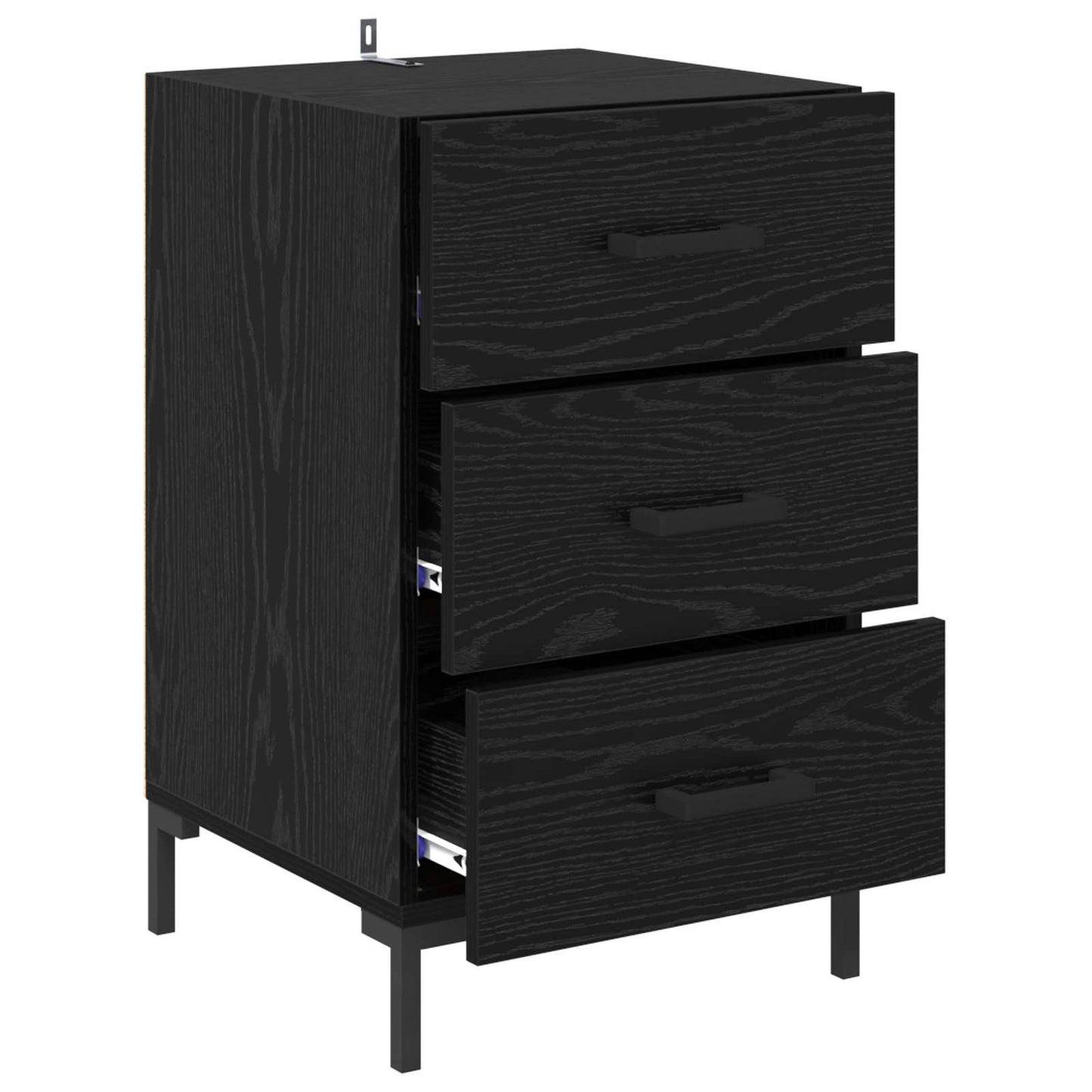 Nattbordskap med skuff Svart Eik 40 x 40 x 66 cm Konstruert tre