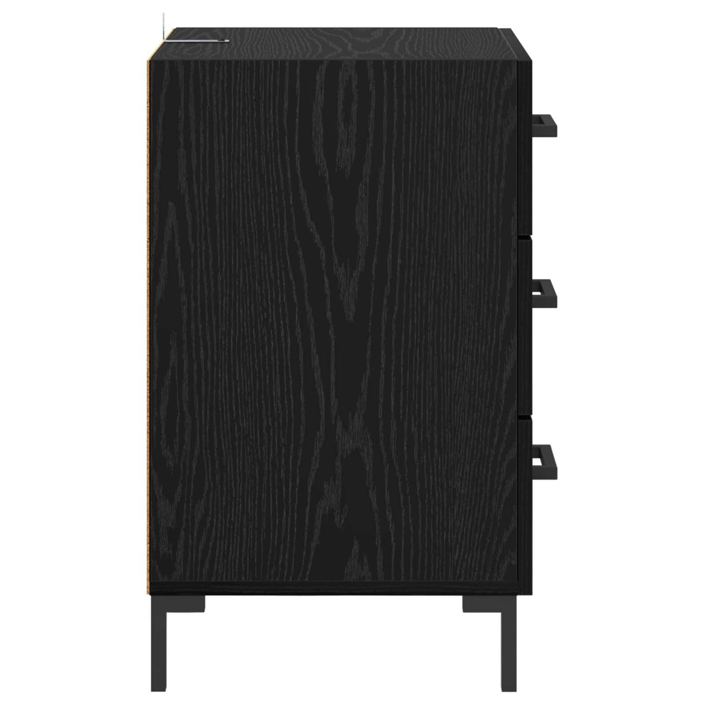 Nattbordskap med skuff Svart Eik 40 x 40 x 66 cm Konstruert tre